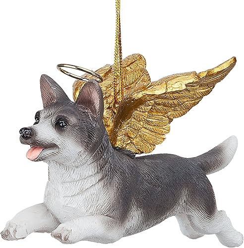 Miniatura 80 de Design Toscano Pitbull Dog Angel - Adorno navideño para árbol de Navidad, 4 pulgadas, resina de piedra fundida, acabado marrón y dorado Marrón