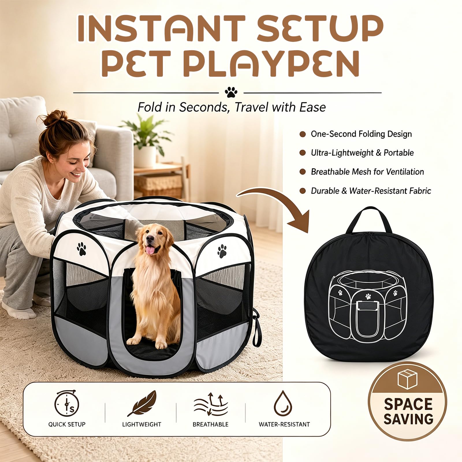 Welpenauslauf Hundebox Faltbar für Zuhause Welpenlaufstall, Katzengehege für Drinnen Outdoor Hundekäfig Hundezelt Freilaufgehege Kaninchen Laufstall Katze Hund Katzen Zelt Kleintiergehege (Grau)