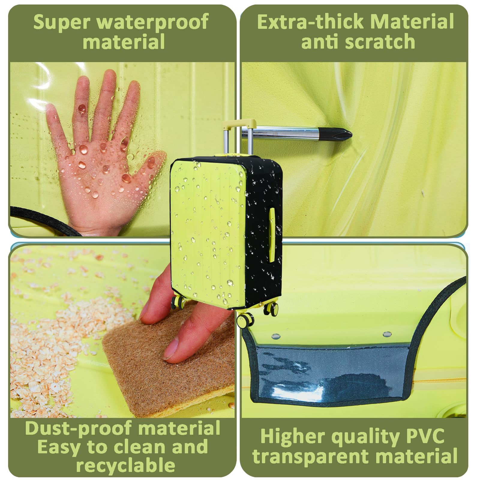 Protectores transparentes para maletas, protectores elásticos transparentes impermeables de PVC para maletas, para equipaje con ruedas de 20 a 30 pulgadas, Funda transparente para equipaje