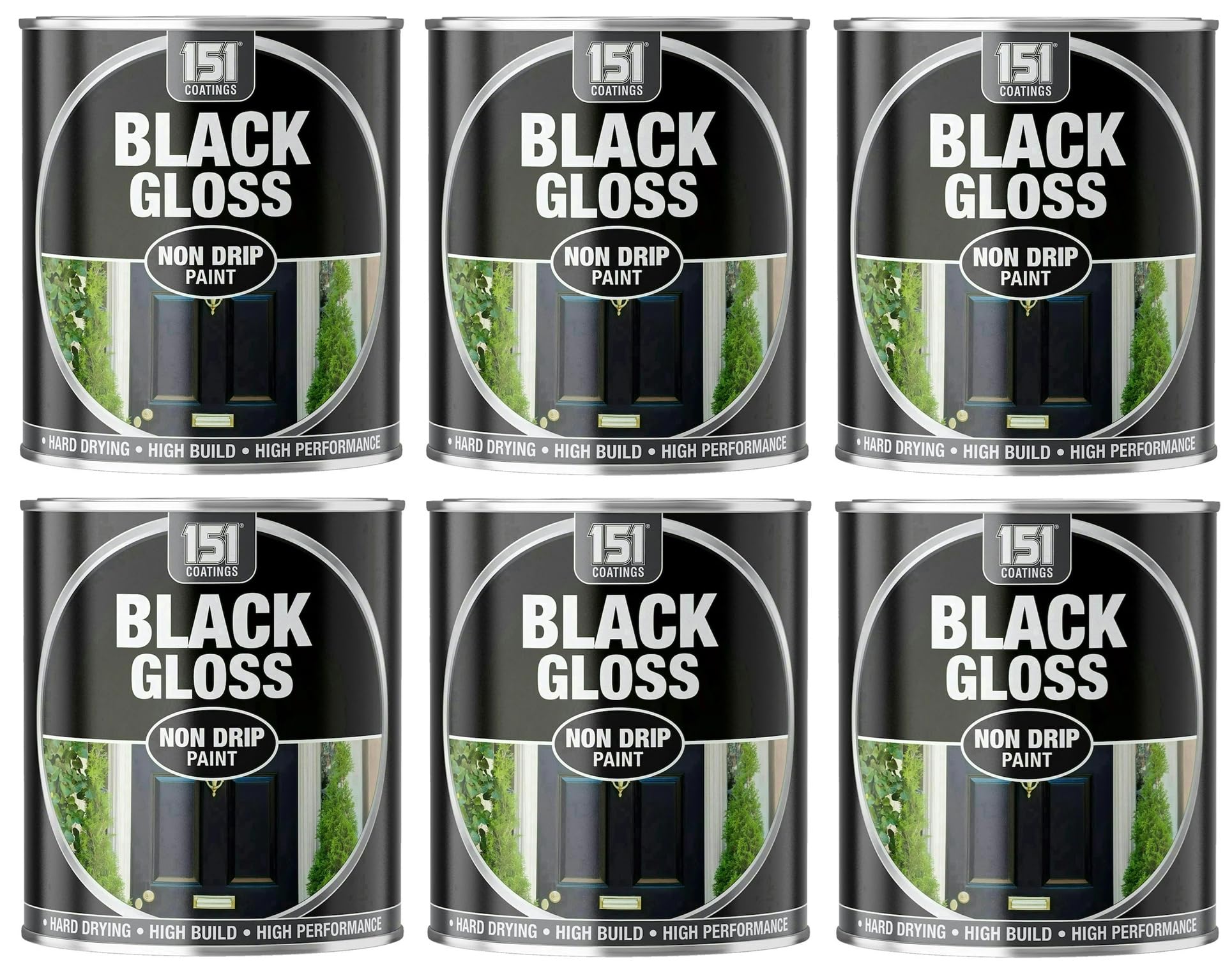 VARNOX, Black Gloss Non-Drip Paint 300ml – Hard-Drying, High-Performance Gloss with Durable Hard-Build Formula – Ideal for Wood, Metal & Concrete – Interior & Exterior Use (6PCS)