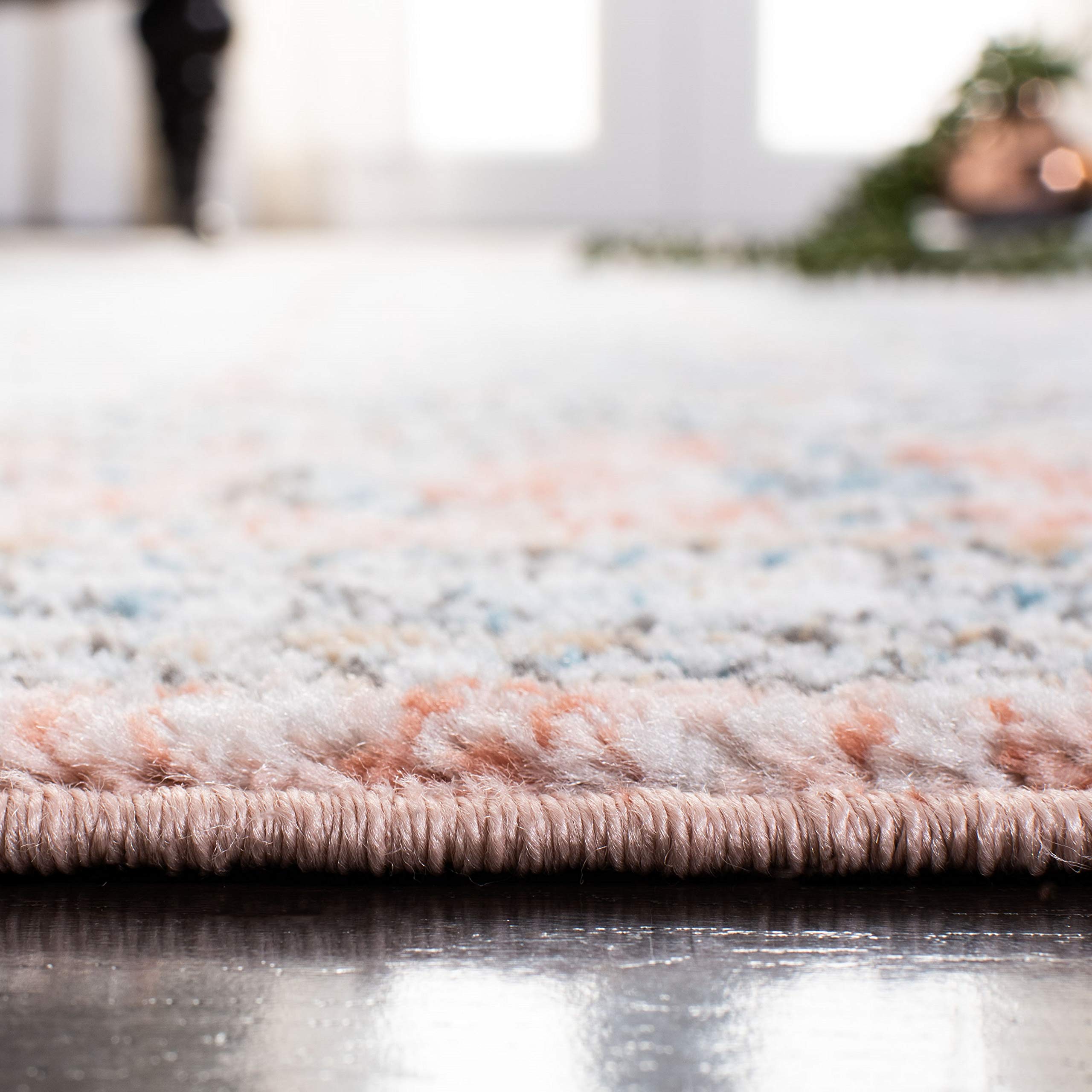 Safavieh Shivan Collection Contemporary Rug for Living Room Dining Room Bedroom Short Pile Blue and Rose 26 x 96 Inch - Image 3