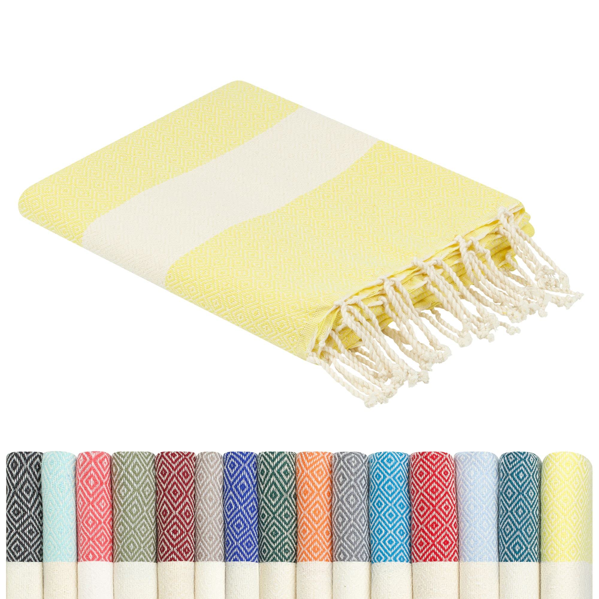 furora Holiday Strandtuch groß 100x200 cm: Baumwolle, leicht lang dünn kompakt - Premium Qualität - Hamamtuch Saunatuch, Fouta Strandhandtuch XXL - Damen Herren Badetuch Stranddecke Picknickdecke