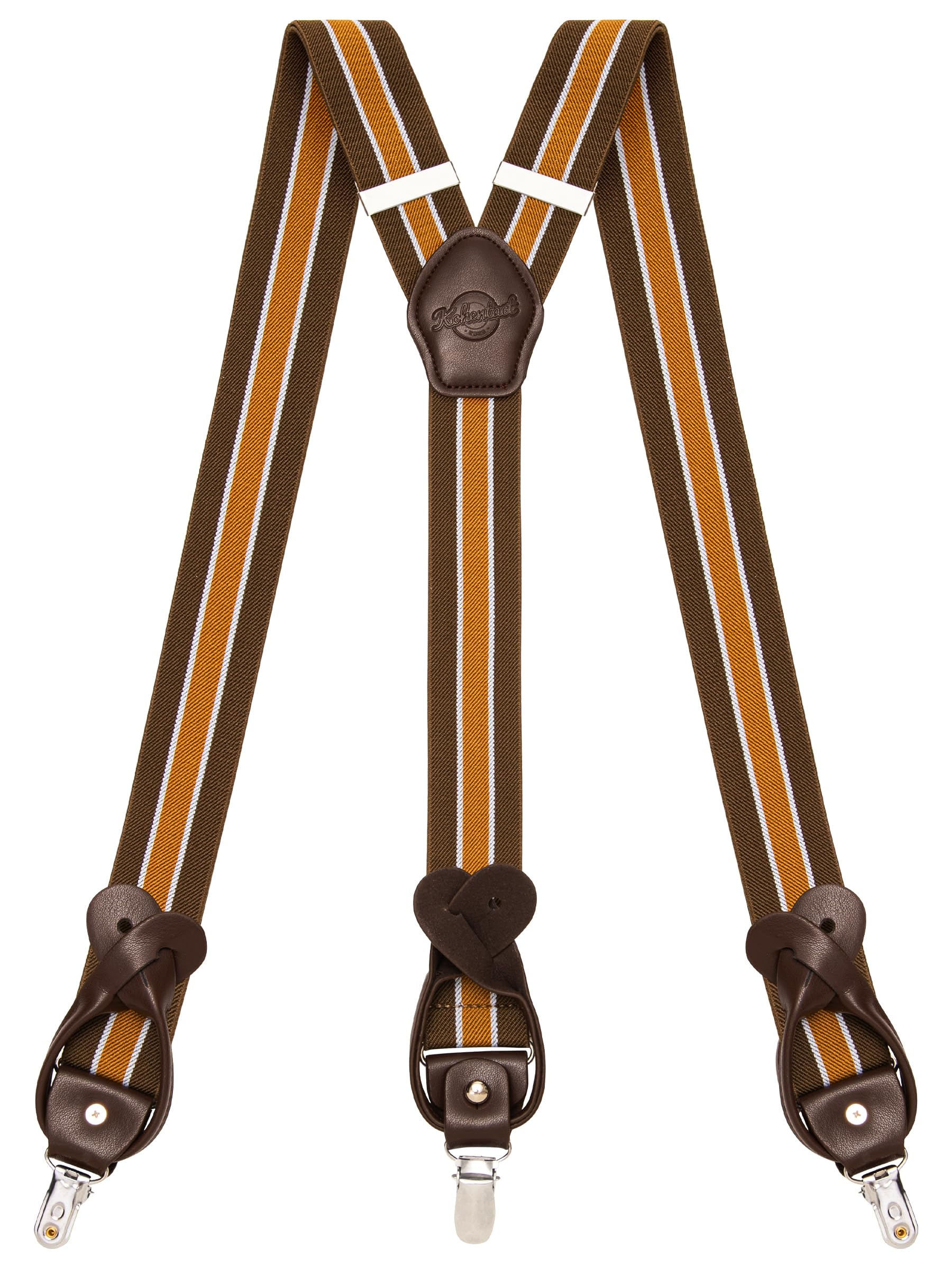 Suspenders for Men with Clip &amp; 6 Buttons 1.4in Y-Shape Stainless Steel