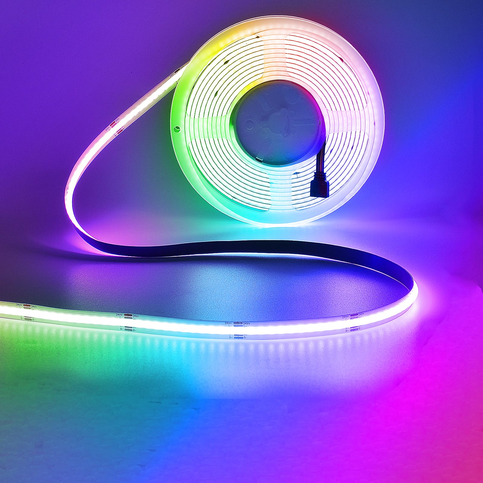 INDARUN RGB COB Led Strip Light 32.8ft, 5760 LEDs 10mm Width, Alexa Led Light Strip Color Changing Music Sync, 24V Smart Led Strip for TV Led