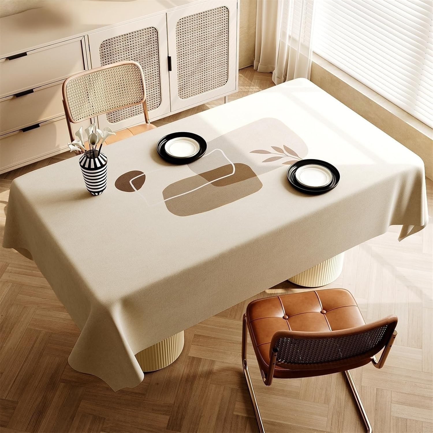 KIJyfgTR Minimalist Modern Tablecloth Suitable For Outdoor Gardens And Festive Parties(Beige,140x200cm)