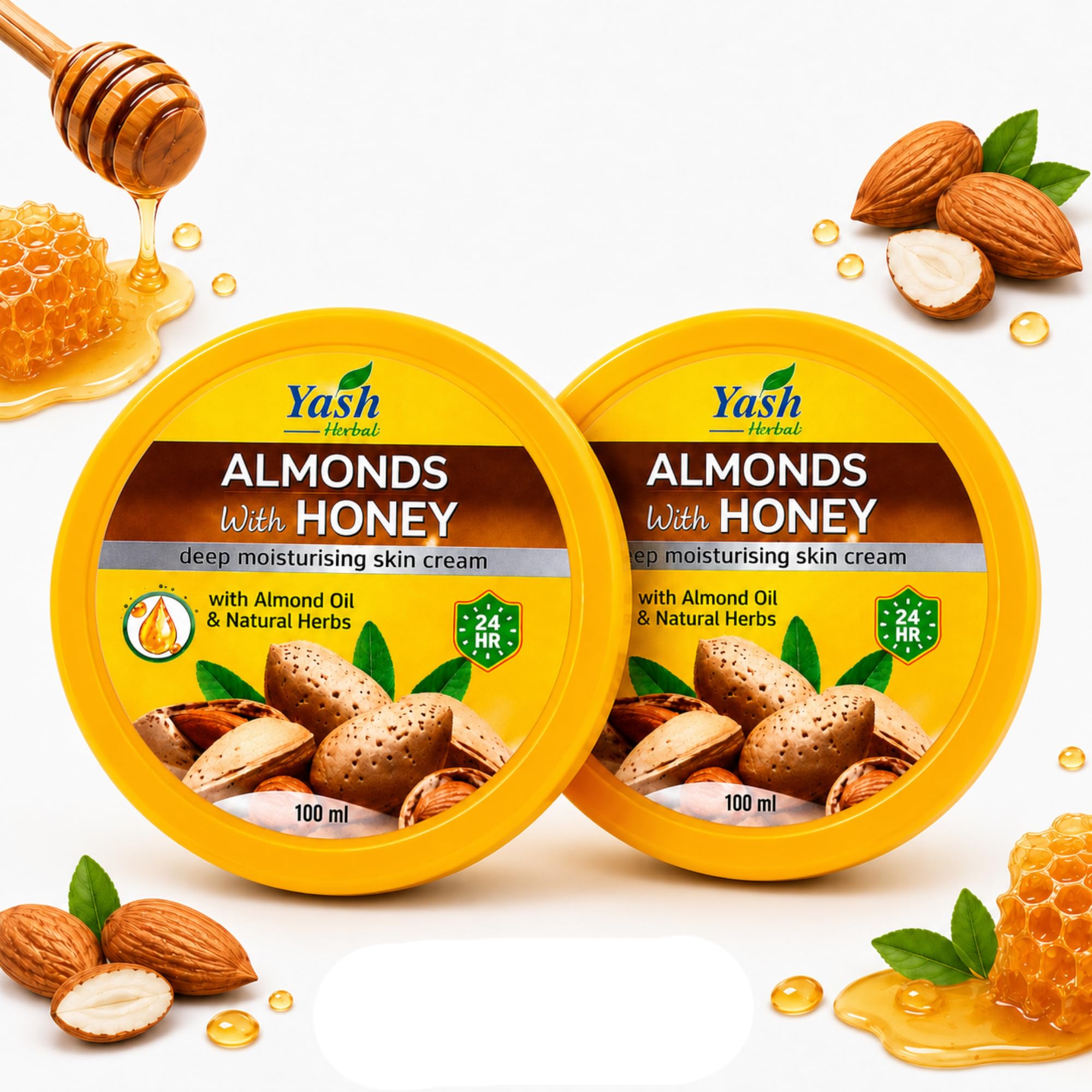 Yash Herbal Almonds With Honey Moisturising Skin Cream | Moisturizer Body Cream for Face & Body | Natural Moisturizing Cream for Dry Skin | Daily Use Hydrating Moisturiser | 100ml | Pack of 2-image-24