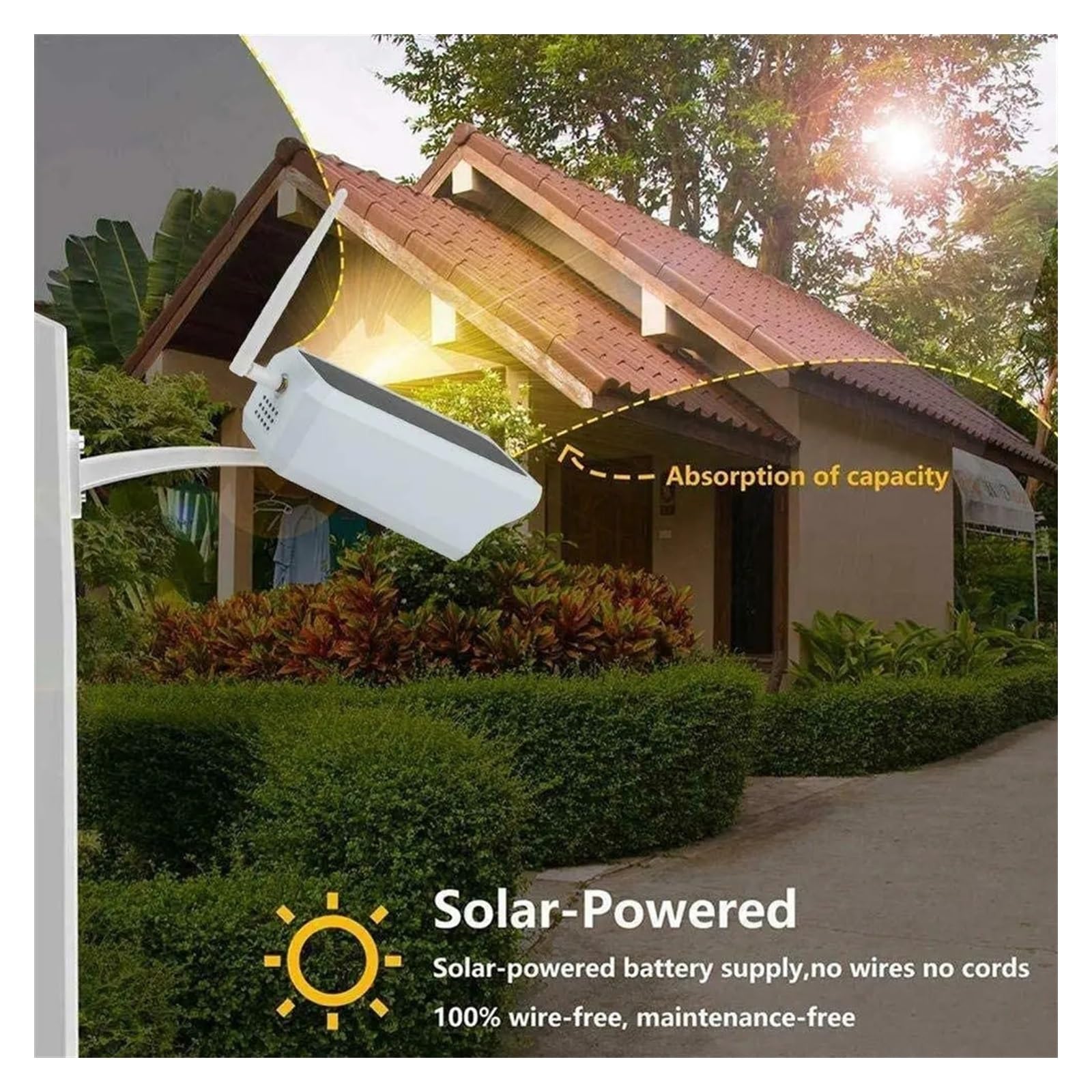 Kamery bezpieczeństwa, 2MP zasilana energią słoneczną kamera IP Alarm PIR wykrywanie ruchu Dwukierunkowy panel bezpieczeństwa audio do użytku na zewnątrz(2MP Cam Battery 64G)