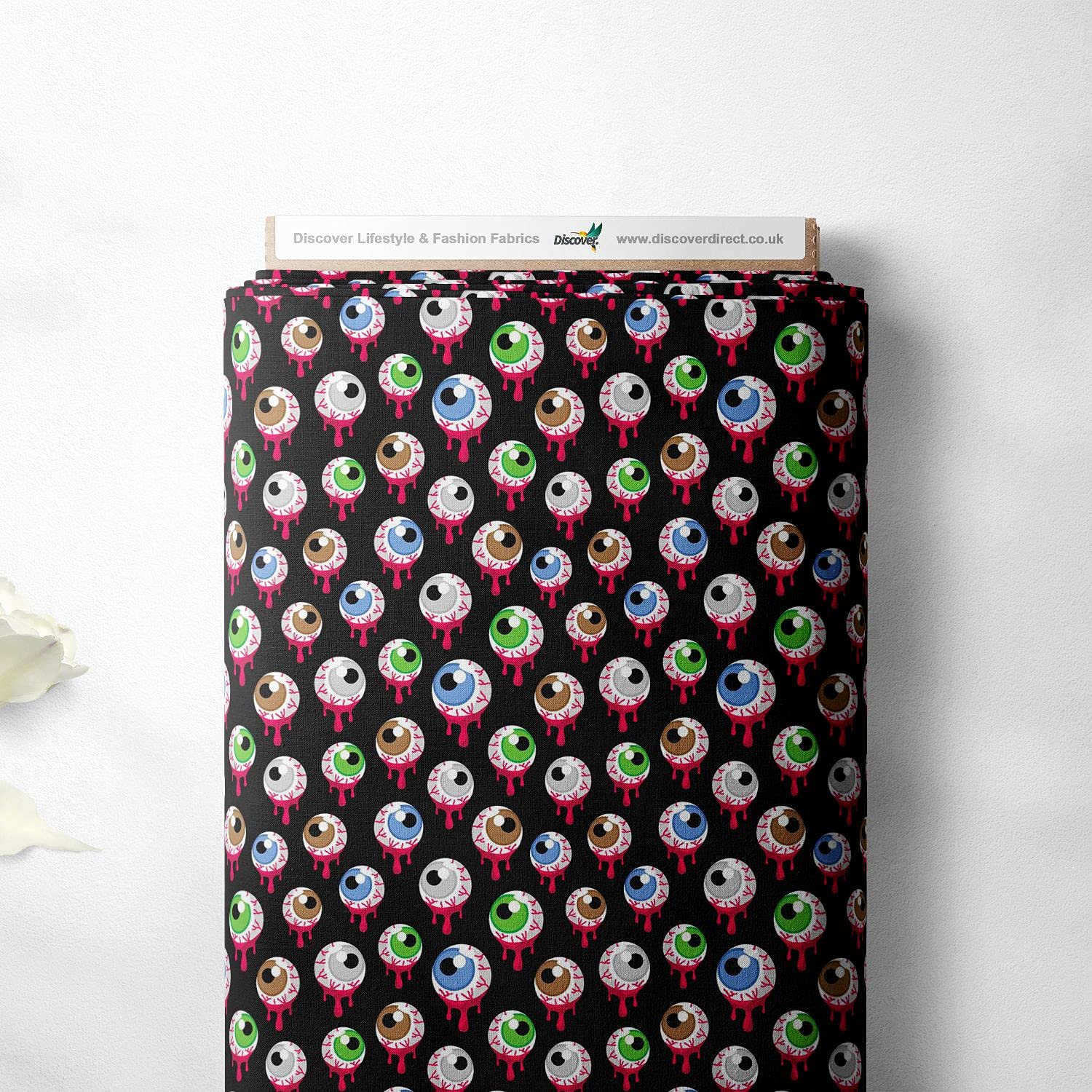100% Cotton Halloween Spooky Design Children Kids Craft Quality Fabric Material | 55" - 140 cm Wide (Per Quarter Metre, Scary Eyes)
