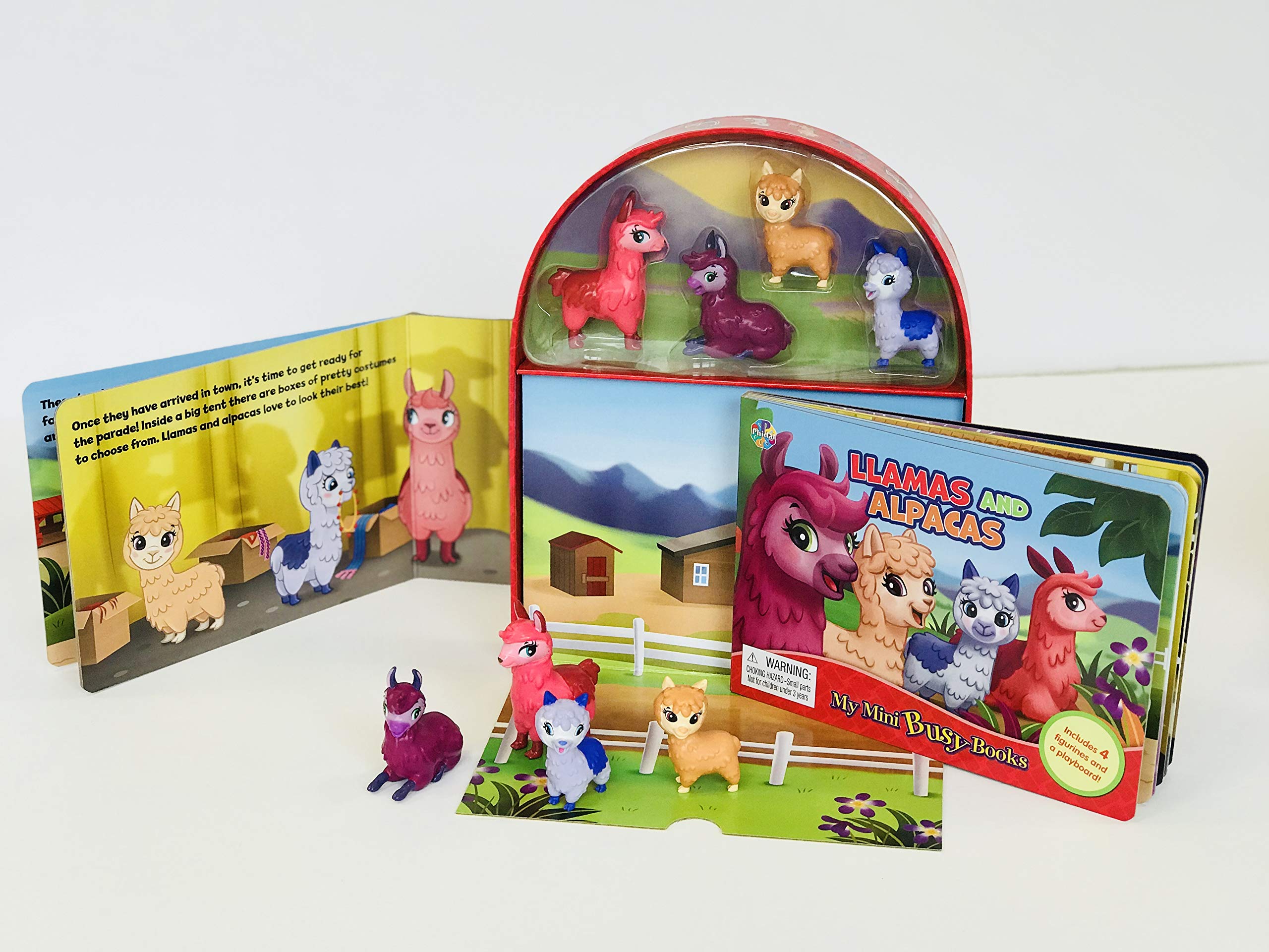 Phidal Llamas and Alpacas My Mini Busy Books - Activity Books for kids, 10-page storybook, 4 figurines, a foldable play mat