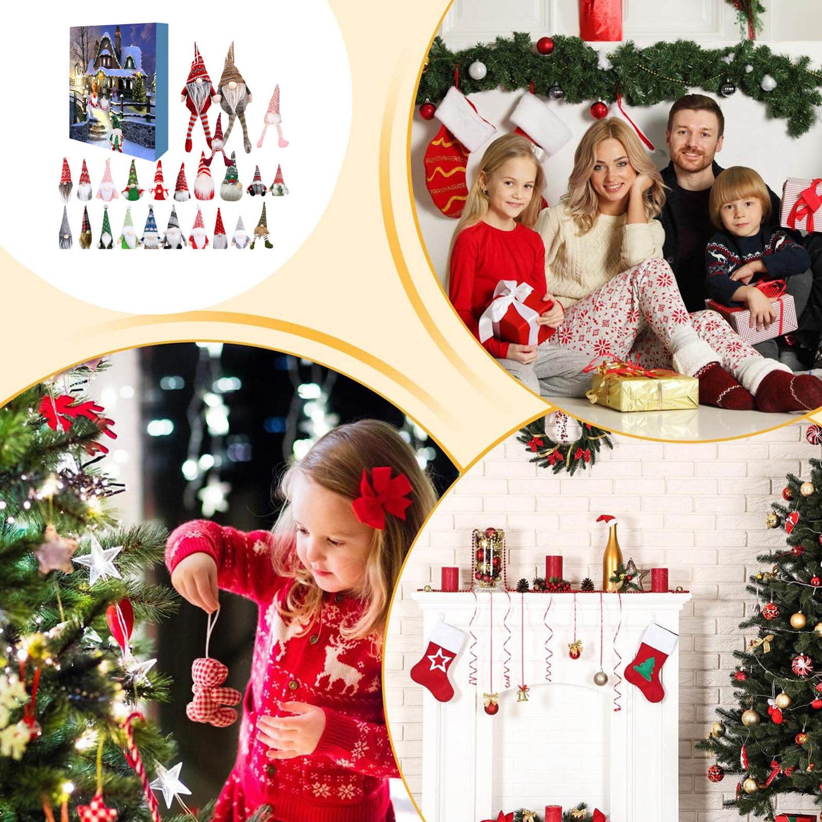 Calendario dell'avvento 2025 con gnomo e 24 gnomi di peluche, calendario dell'avvento di Natale, decorazioni natalizie, regali per bambini, ragazzi, adulti, uomini (bianco)