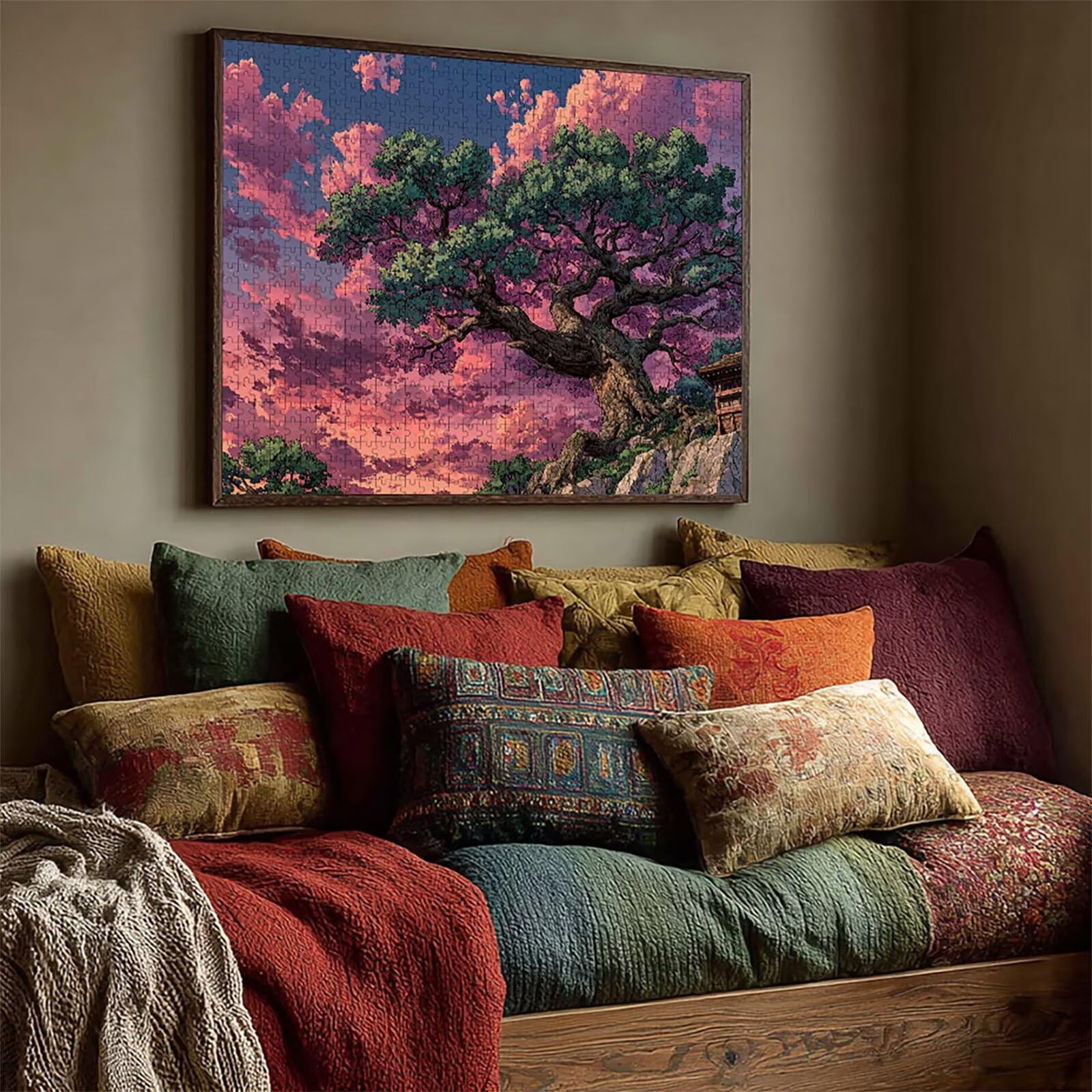 Puzzle Arte con Scatola Albero, Viola Puzzle Legno 3000 Pezzi Adulti 122x81cm, Attività di Intrattenimento ad Alta Difficoltà, DIY Classici Gioco, Jigsaw Per Tutta La Famiglia, Estate Regalo, 6-4704