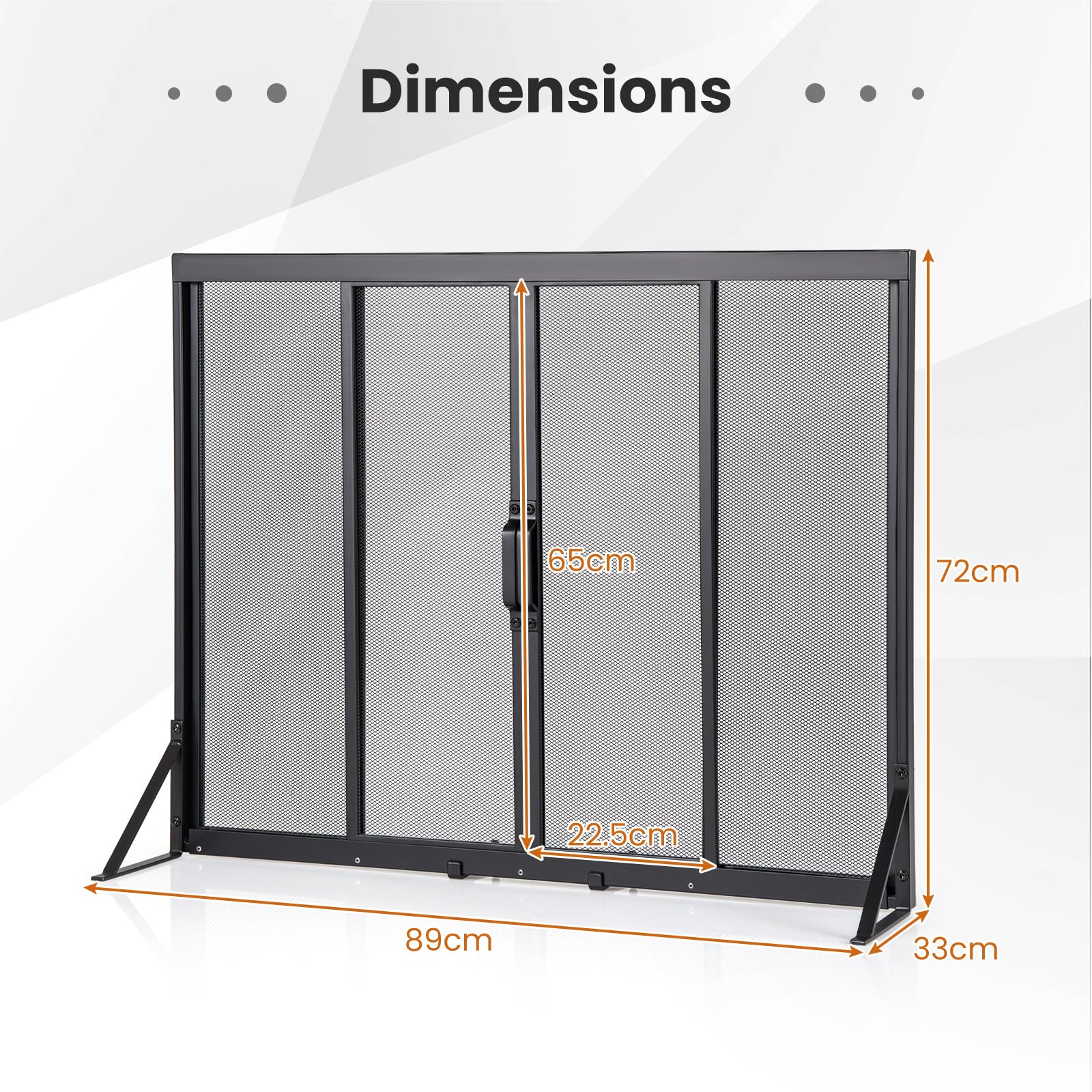 GIANTEX Écran de Cheminée avec Portes Coulissantes en Métal, Pare-feu Protection pour Isolation des Étincelles et Cendres, Pare-étincelles Cheminée avec Support Triangulaire, Noir (89 x 72 cm)
