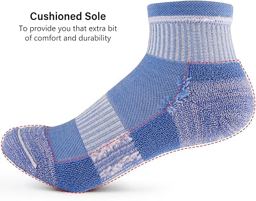 Miniatura 3 de Gonii Calcetines tobilleros para mujer, atléticos, gruesos, acolchados, para correr, senderismo, corte bajo, 5 pares