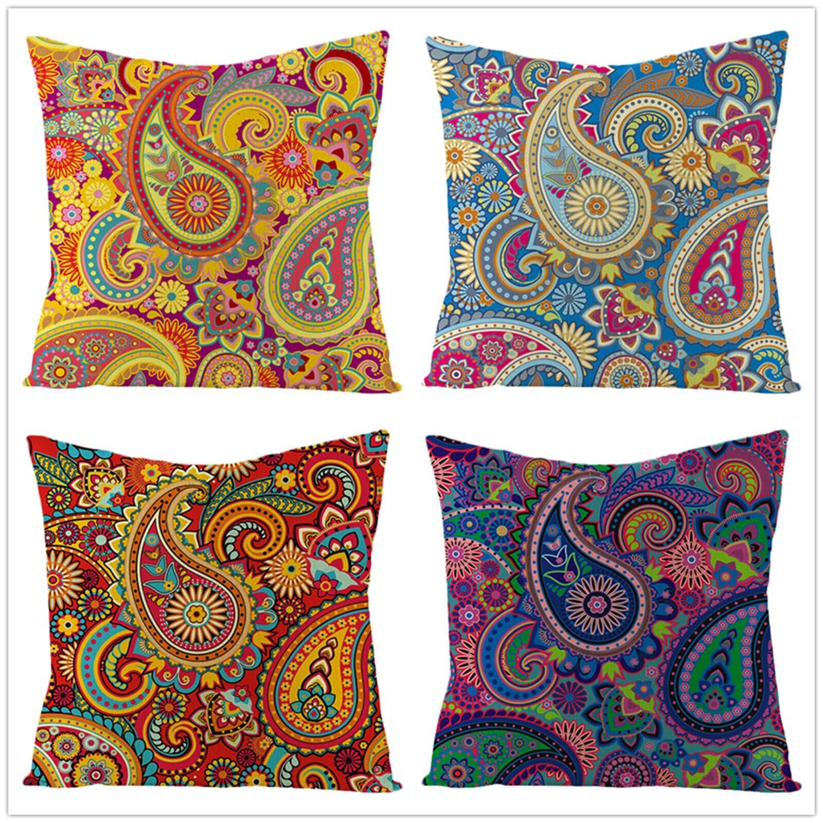 Fundas Cojines 70x70cm,Funda Cojin Modernas Juego de 4 Funda de Almohada Elegantes Decorativa para Sofá Coche Cama Sillas Mandala geométrica Colorida