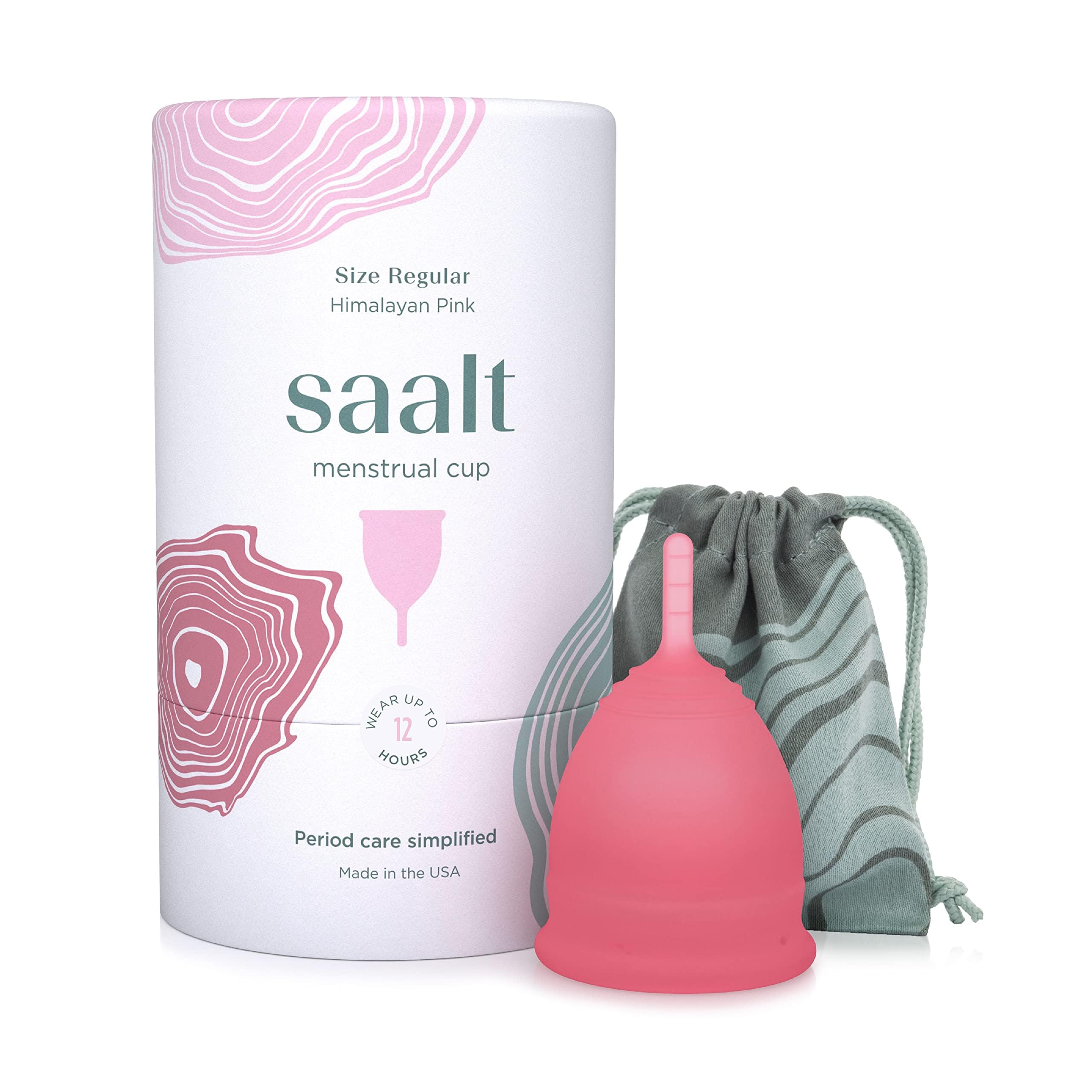 Menstrual Cup - Premium Design - Most Comfortable Period Cup - #1 Active Cup - Wear for 12 Hours - Soft, Flexible, Reusable Medical-Grade Silicone (Regular, Himalayan Pink)