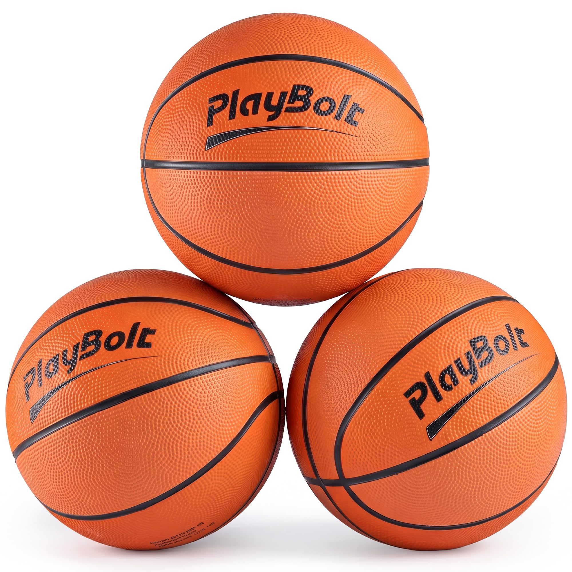 7-Inch Mini Basketballs Size 3 (3-Pack) Rubber w/ Hand Pump for Mini Hoops