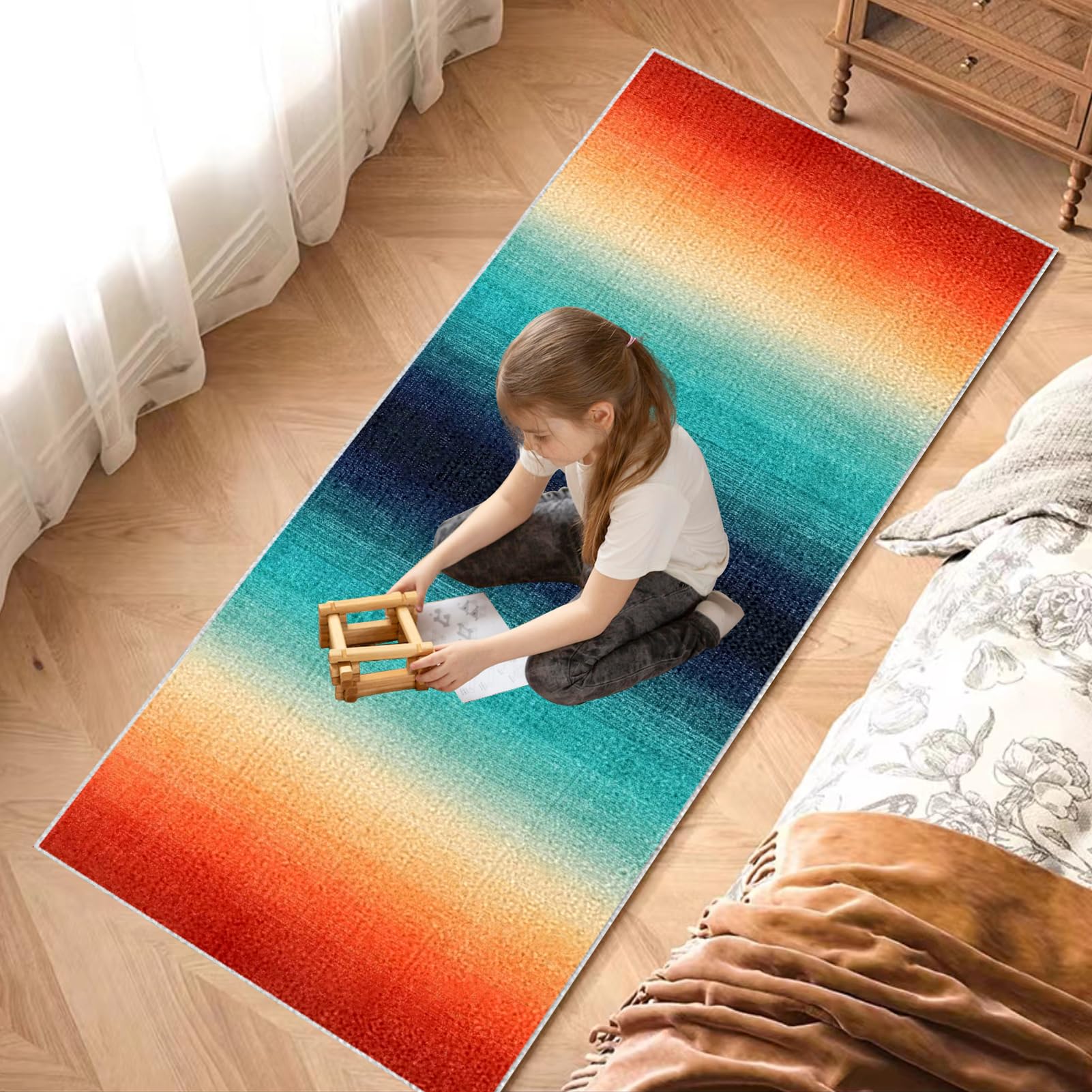Chodnik dywanowy, antypoślizgowy, 60 x 240 cm, bieżnik na korytarz, dywan wejściowy, nadaje się do prania, chodnik kuchenny, dywan na korytarz, dywan do korytarza, sypialni
