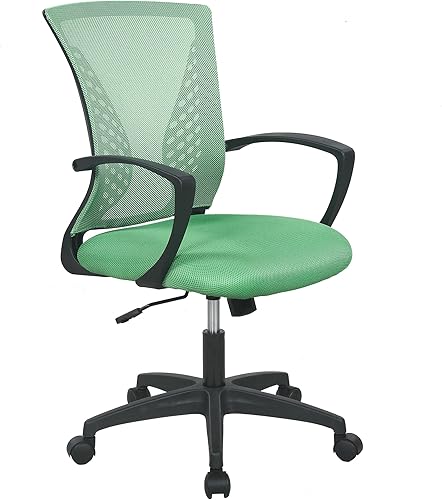 PayLessHere Silla de oficina, silla de escritorio, silla de computadora, silla ergonómica ajustable de malla ejecutiva con respaldo medio con ruedas
