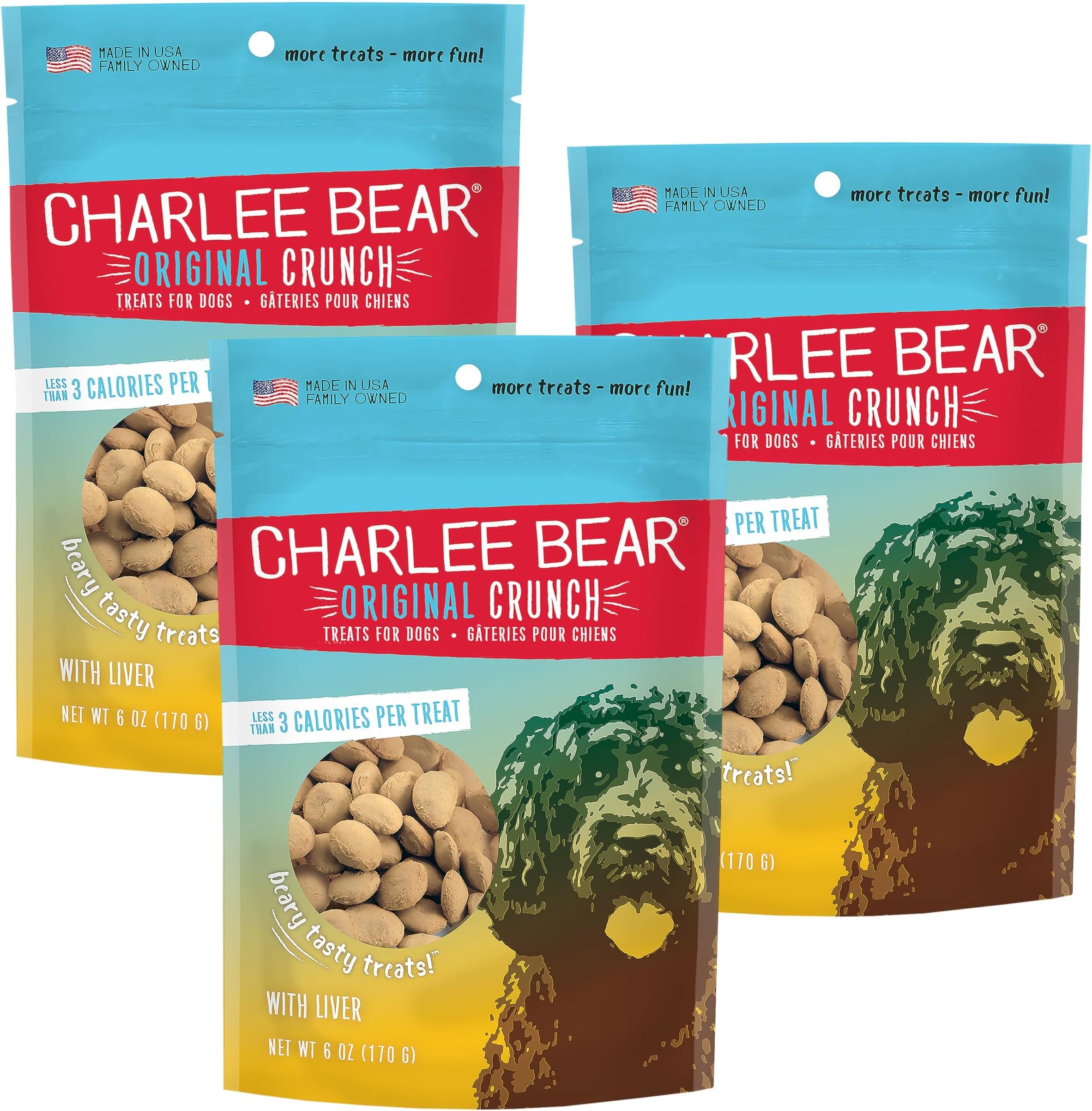 Original Crunch Dog Training Treats, Liver Flavor, 3 Calories Each, Low Calorie Natural Rewards for Puppies to Adult Dogs, Made in USA, 6 oz (3-Pack)