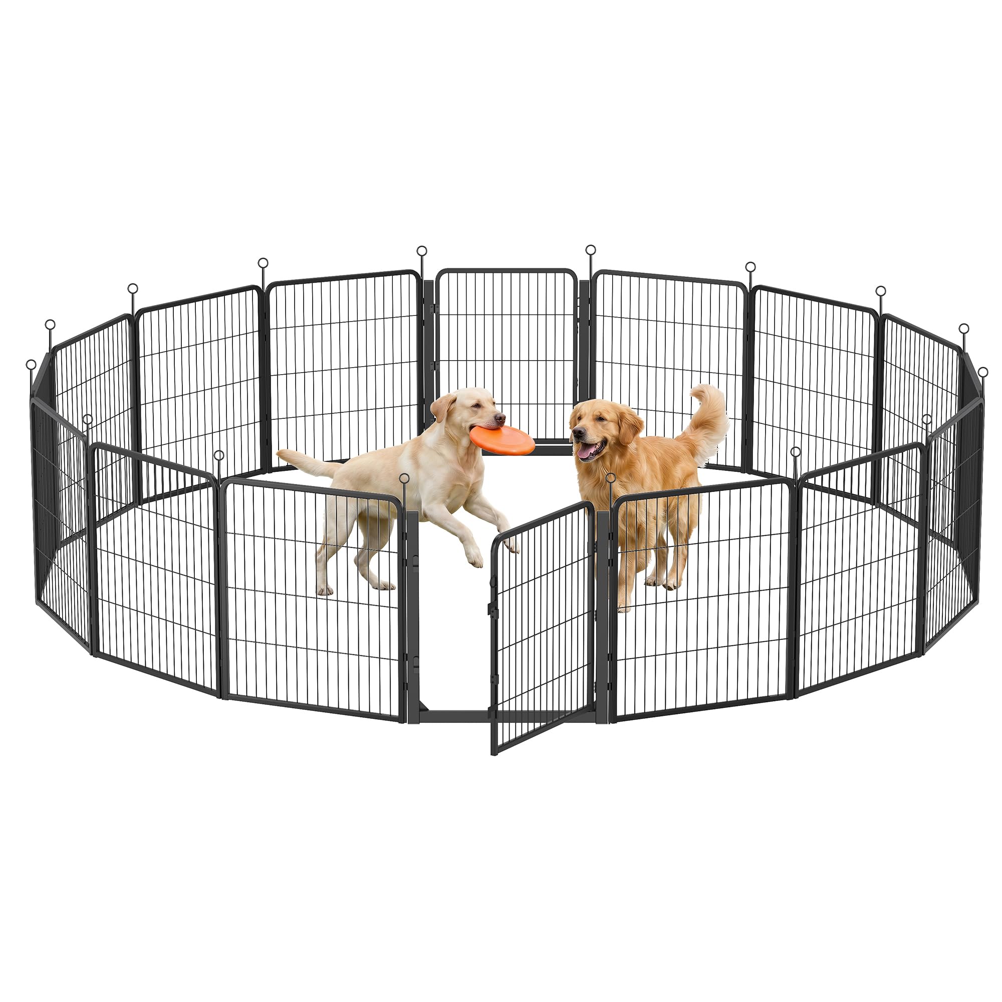 Feandrea Parque para Perros, Valla de Acero para Mascotas, Corralito Plegable con Puerta, 276 x 276 x 80 cm, Negro Ahumado, Uso en Interiores y Exteriores, Colección Dack PPK038B102
