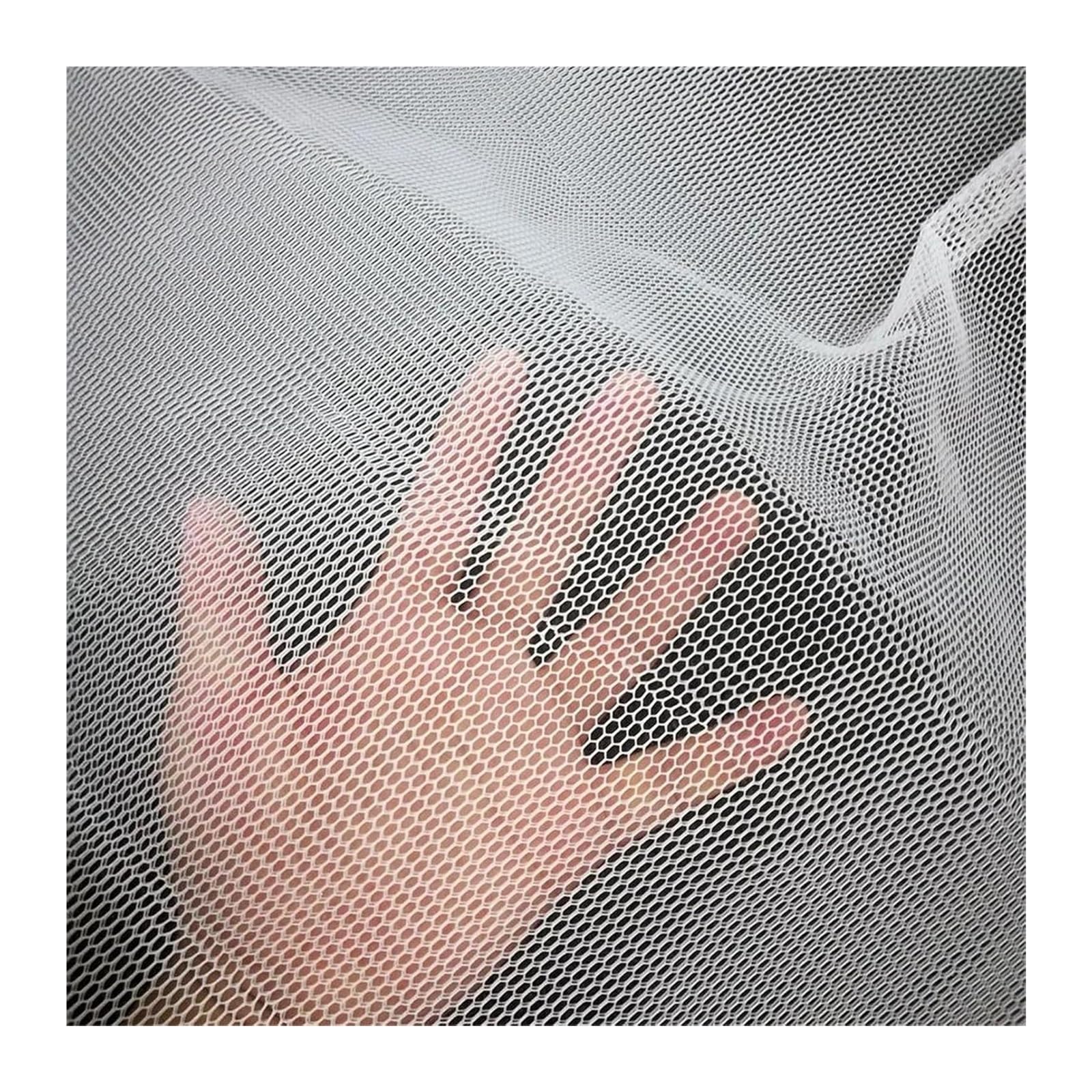 Tul de poliéster de primera calidad, La capa de aire hexagonal del poliéster 99% hizo punto la tela malla los 90x150cm multicolores respirables(White)