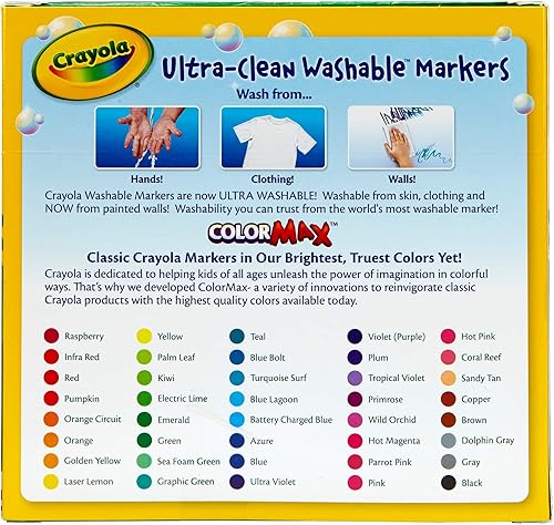 Miniatura 4 de Crayola Paquete de 6 40 unidades (240 en total) Ultra Clean Lavable Clásicos Colores Rotuladores de Línea Amplia