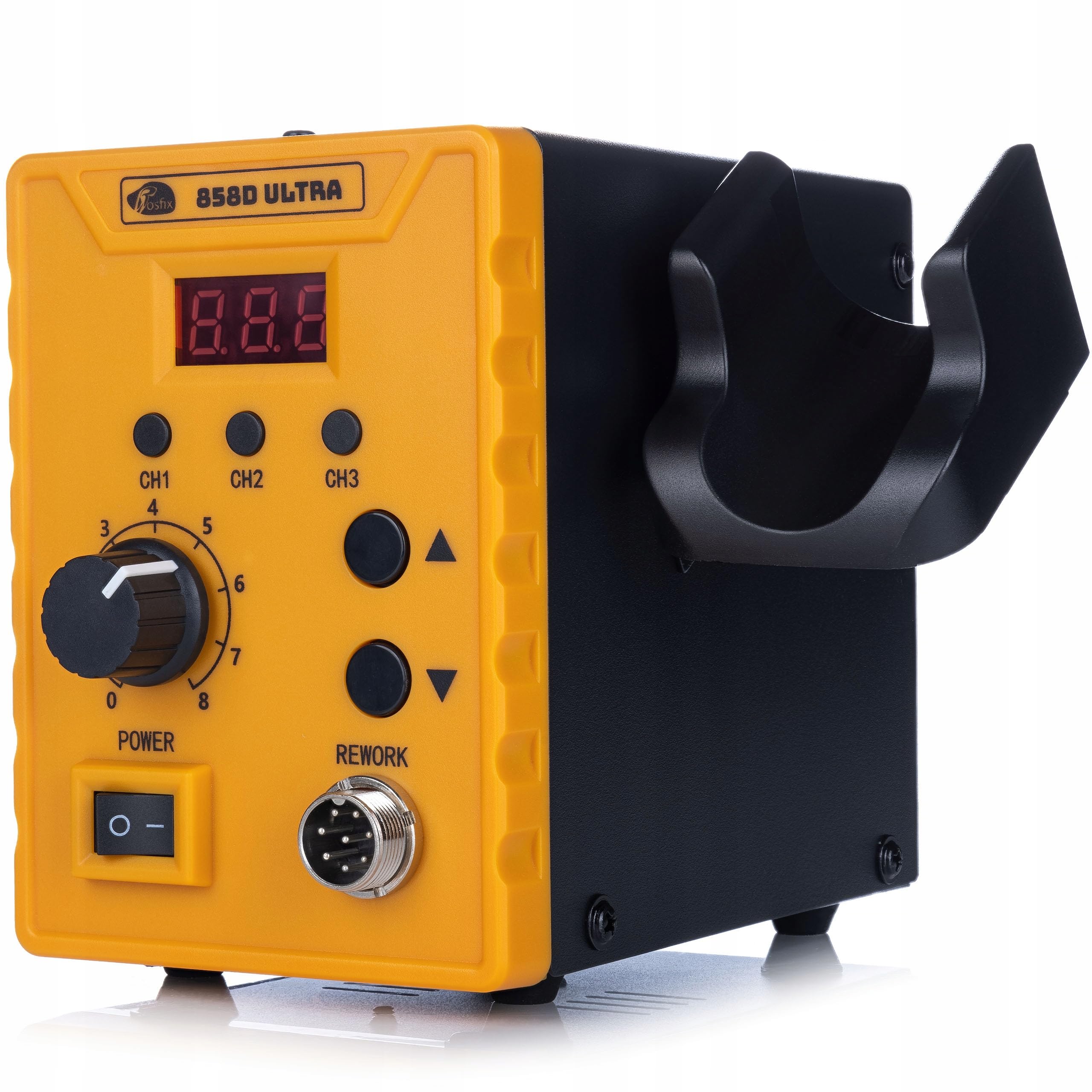Stacja lutownicza 16 w 1 Rosfix 858D Ultra 700 W + precyzyjna lutownica 80 W LCD, 100-500°C, 3 pamięci, 3 dysze, spawarka do tworzyw sztucznych, mata silikonowa, akcesoria, etui