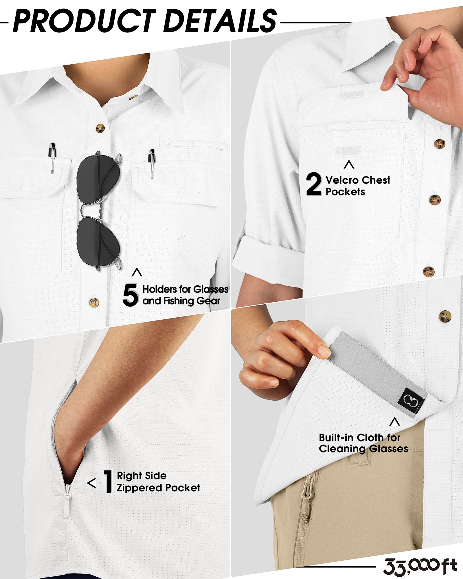 Camicia da trekking da donna da 10 m, protezione UV UPF50+, ad asciugatura rapida, casual, a maniche lunghe, per pesca, passeggiate, safari, viaggi, golf