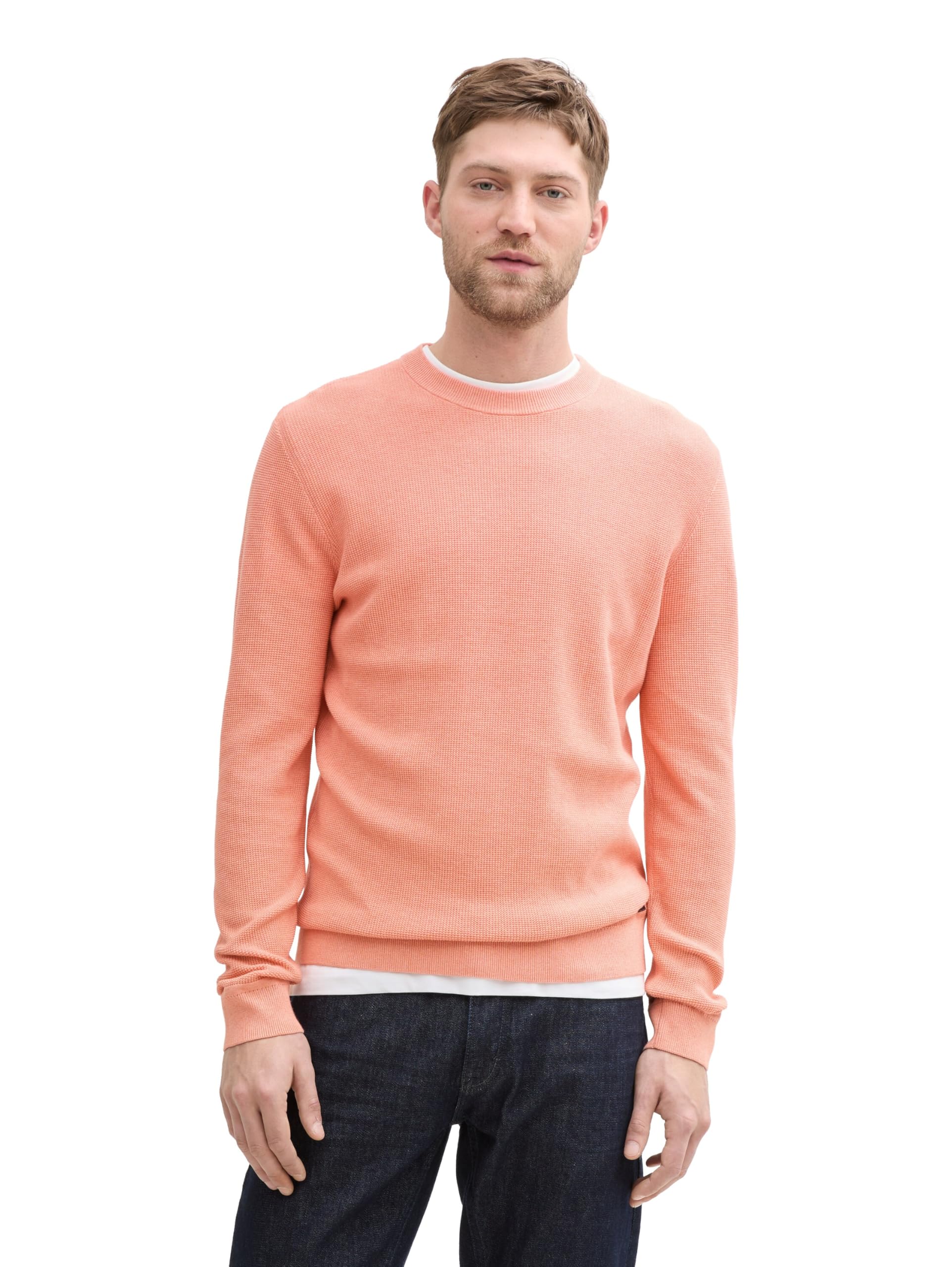 Tom Tailor Herren Basic Strickpullover aus Baumwolle