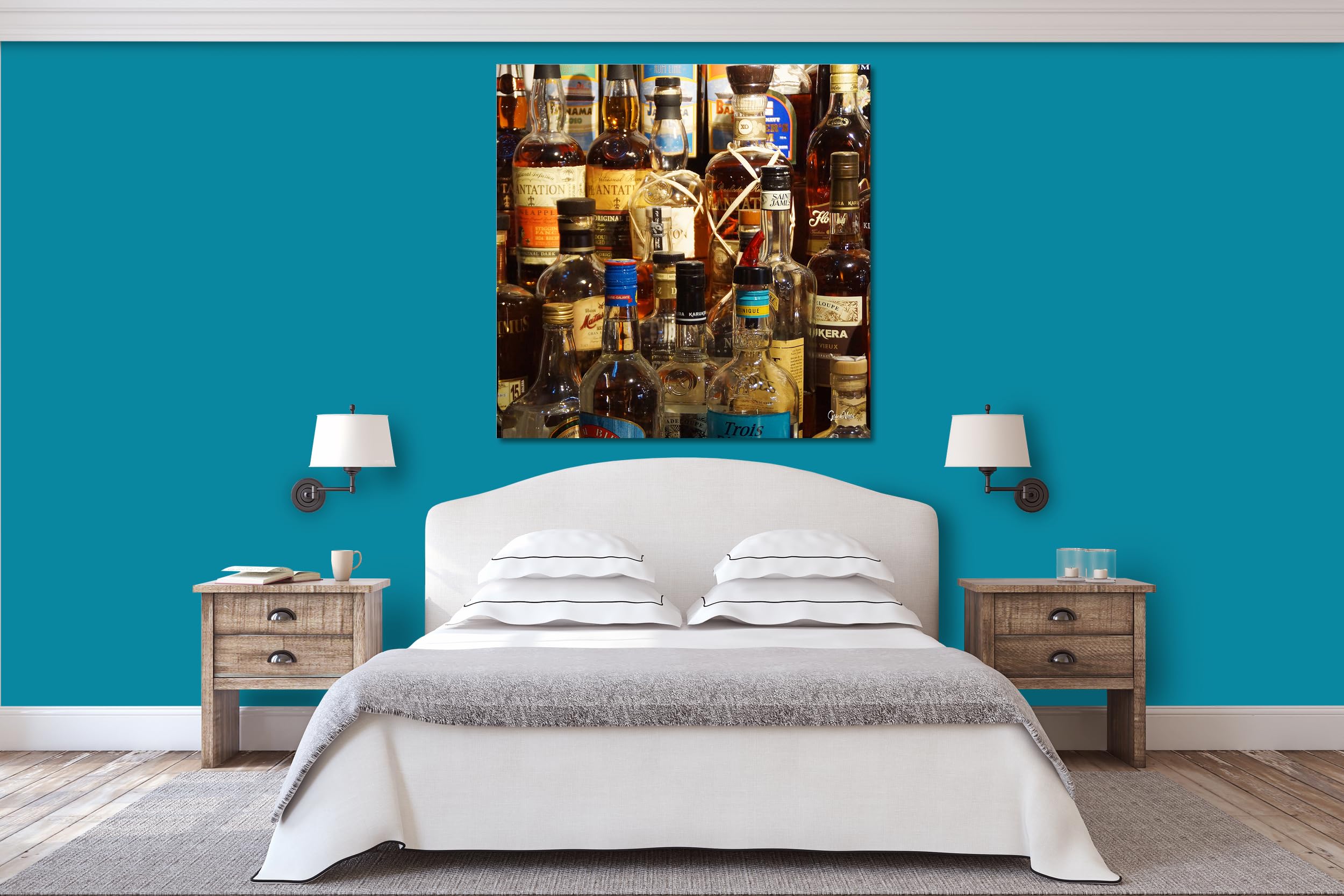 Glücksvilla - Drinks 4 - (Leinwand-Bild 2 cm, 150 x 150 cm) | div. Maße - aus DE - Kunstdruck XXL Deko Wandbild Quadrat - Getränke Bar Alkohol Restaurant