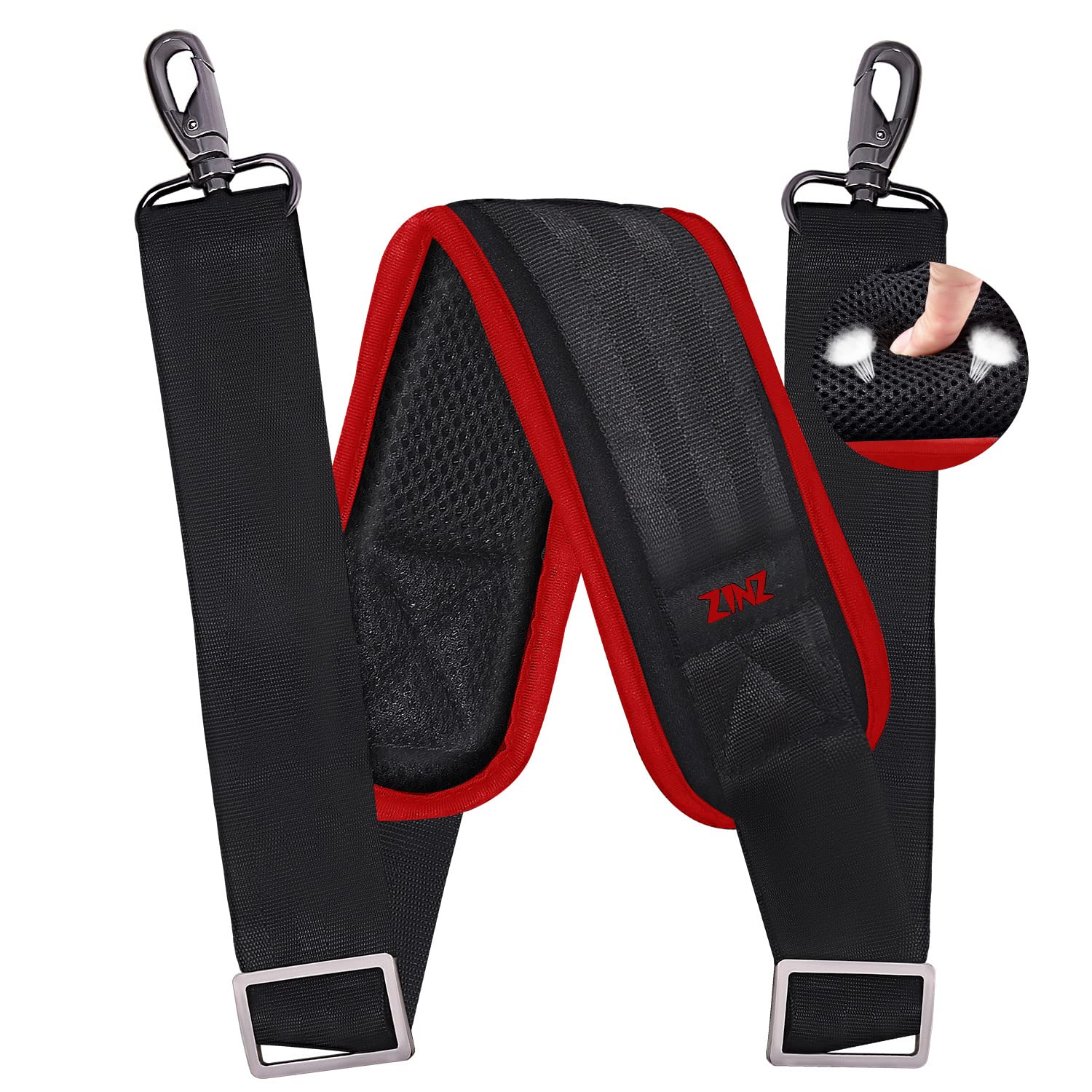 ZINZ 79 inch Shoulder Strap, Extra-thick Fixed Cushion Pad and Dual Clasps Universal Replacement Strap with Metal Swivel Hooks for Laptop Bags,