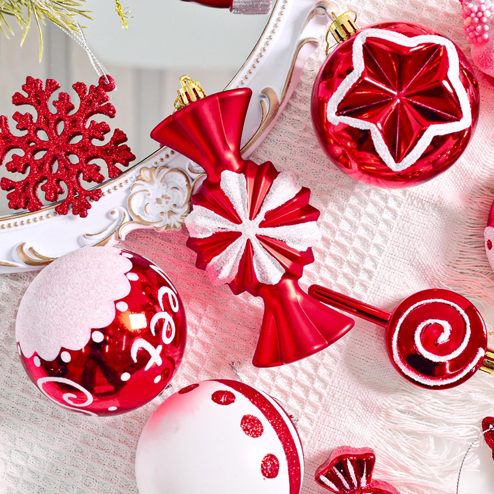 Weihnachtskugeln,78 Teile Splitterfeste Heimdekoration | Set Mit Weihnachtskugeln | Für Wand Schlafzimmer Wohnzimmer Innenbereich Außenbereich Kaminsims Küche Kamin Feiertage Winter