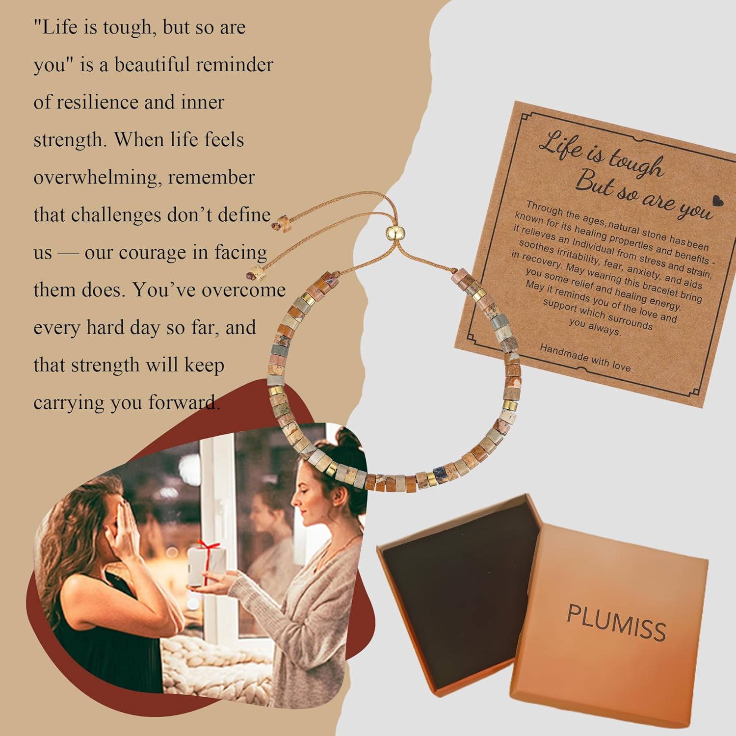 Plumiss Boho Inspirational Gifts Bracelets for Women,Handmade Unique Energy Natural Stone Beaded Strand Wrap Bracelet Jewelry Gift - Image 5