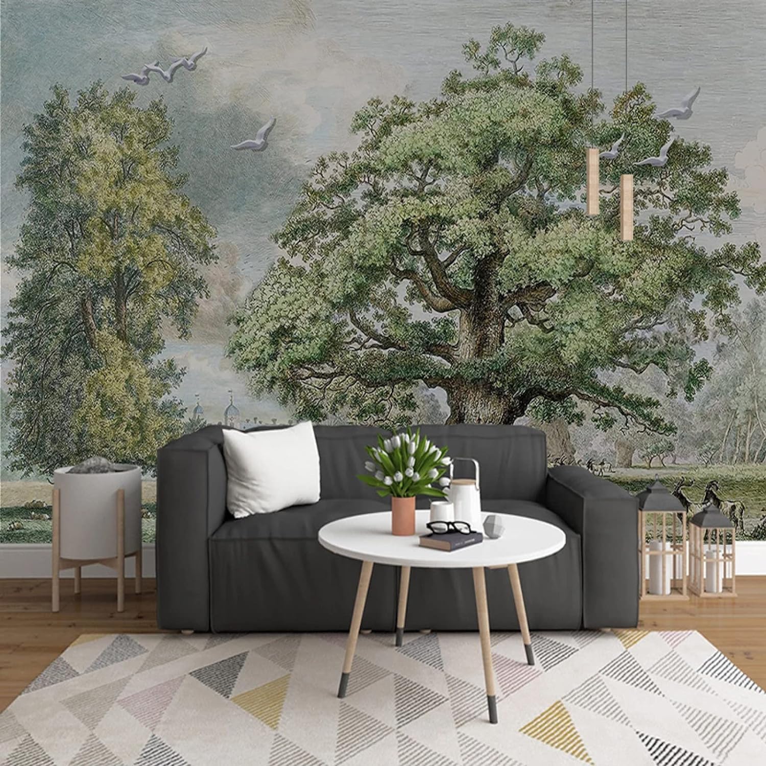 Carta Da Parati 3D Paesaggio Degli Alberi Delle Piante Fotomurali Soggiorno Tv Divano Tema Hotel Sfondo Di Lusso Pittura Murale Decorazioni Per La Casa Peel And Stick Wall Art Poster Da P-378261991843