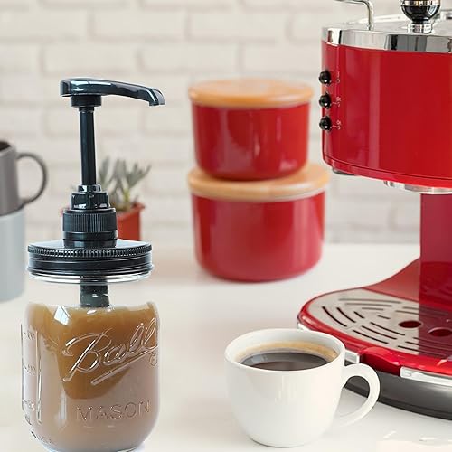 Miniatura 6 de Bombas dispensadoras de salsa de miel y jarabe Mason para tarro de boca regular, paquete de 3 dispensadores de jarabe de café de grado alimenticio,