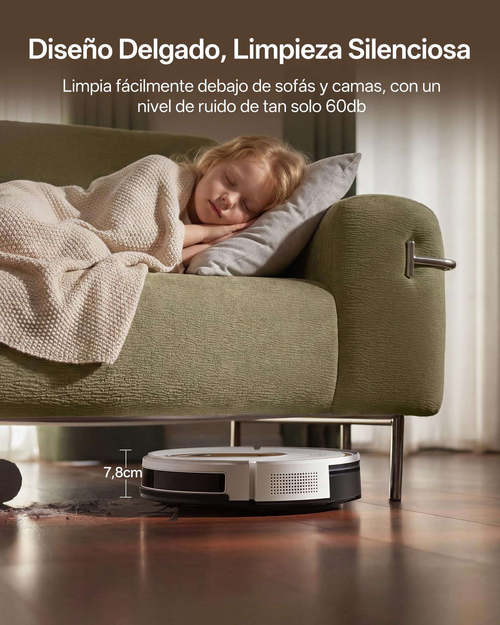 Vexilar W8 Robot Aspirador 5000Pa, Antienredos,Larga Autonomía,3 Niveles de Ajuste,Silencioso,Fácil Programa,Robot Aspirador y Fregasuelos para Suelos/Alfombras/Pelo de Mascotas/Superficies Múltiples