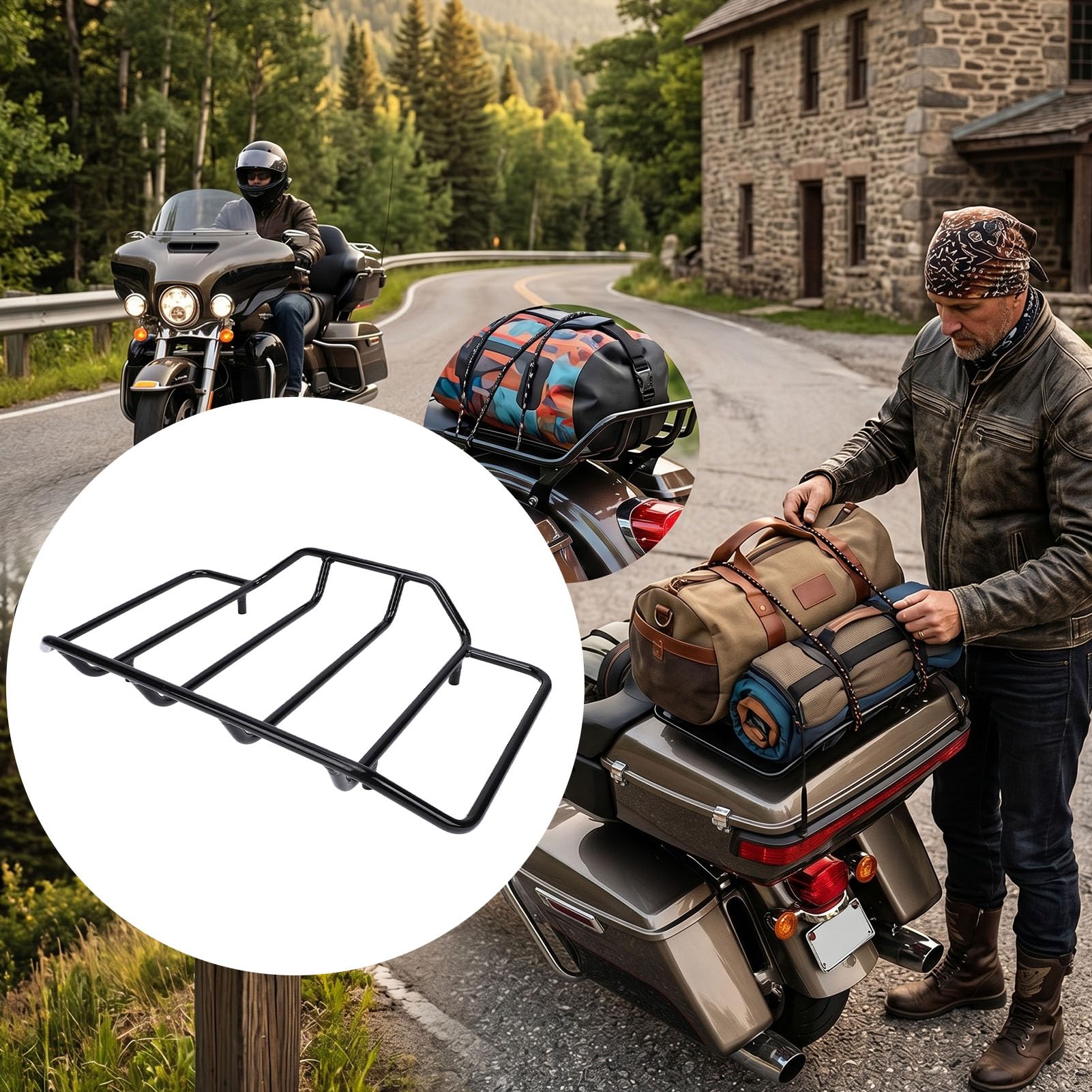 banapoy Bagażnik Motocyklowy Kufer Montażowy, Matowa Czerń, dla