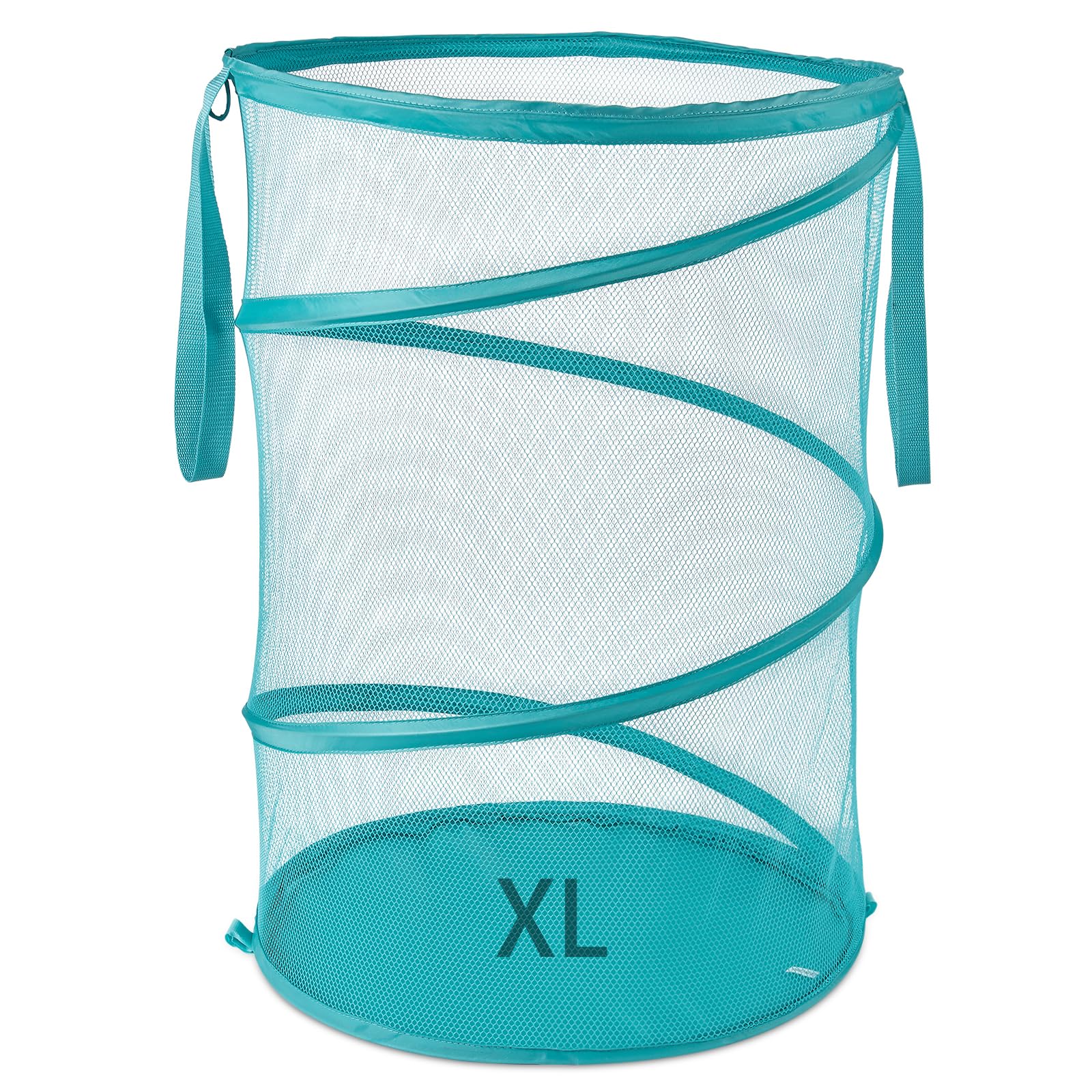 Mesh Popup Laundry Hamper 115L Collapsible Laundry Basket No Lid Extra Large Capacity Foldable Clothing Storage Basket with Handles 26 H x 18 W x 18 L (Turquoise Blue)