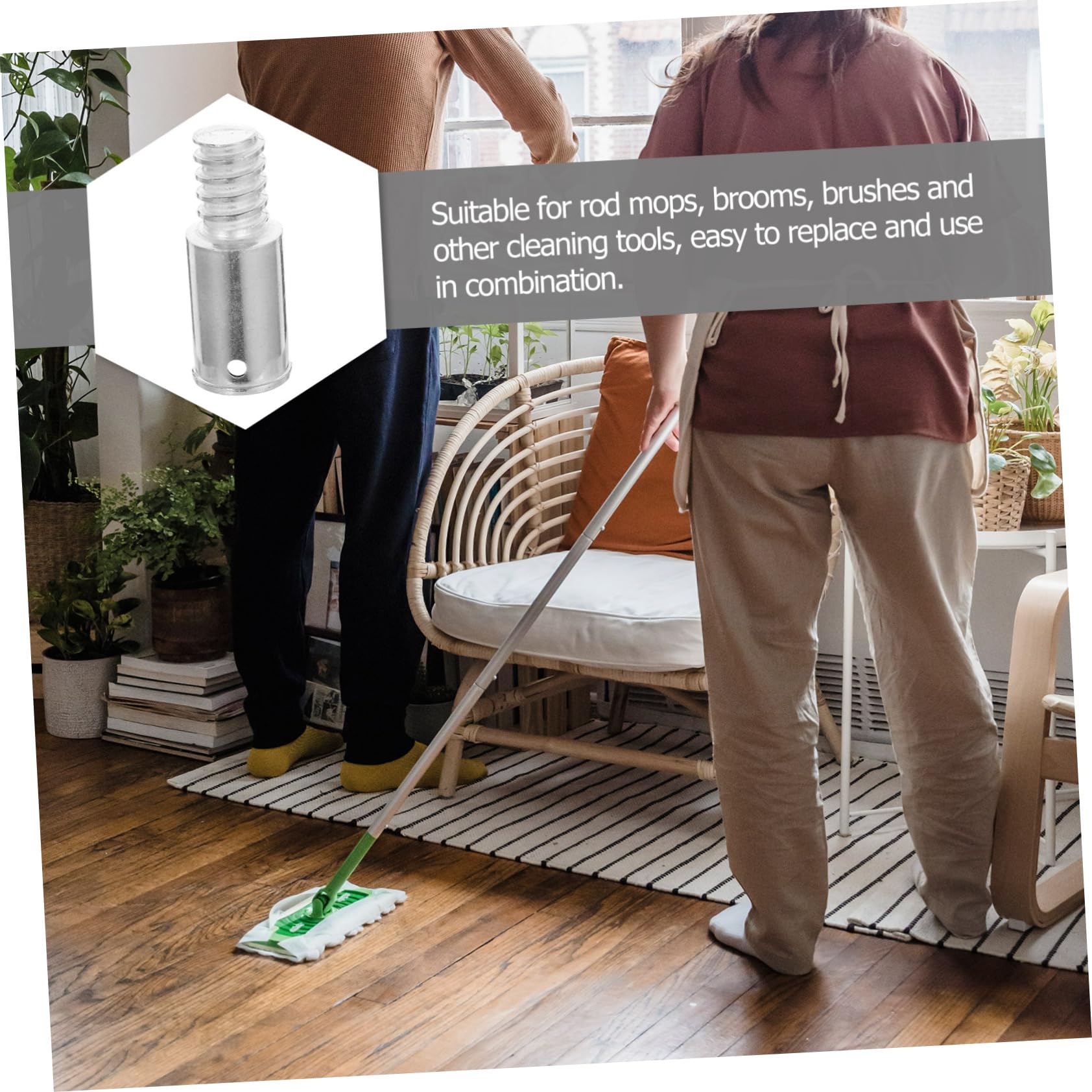 Cabilock Broom Handle Fitting Threaded Connector Replacement Tips for Mop Pole 22mm American for Cleaning Equipment