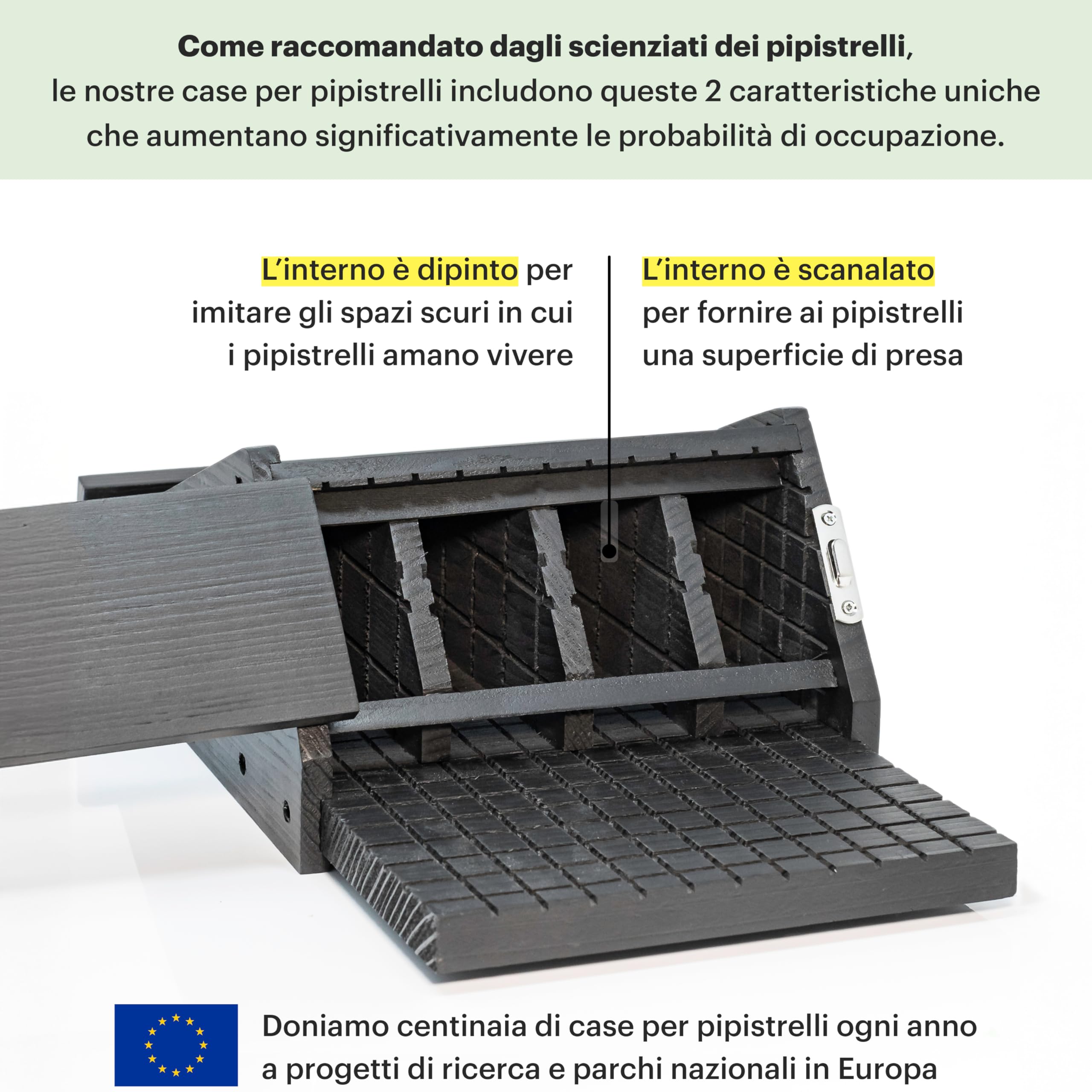 WHITEHORSE Casa per pipistrelli in cedro - Box per pipistrelli a 4 scomparti - Supporta i pipistrelli e goditi un giardino più sano con meno zanzare (Nero)