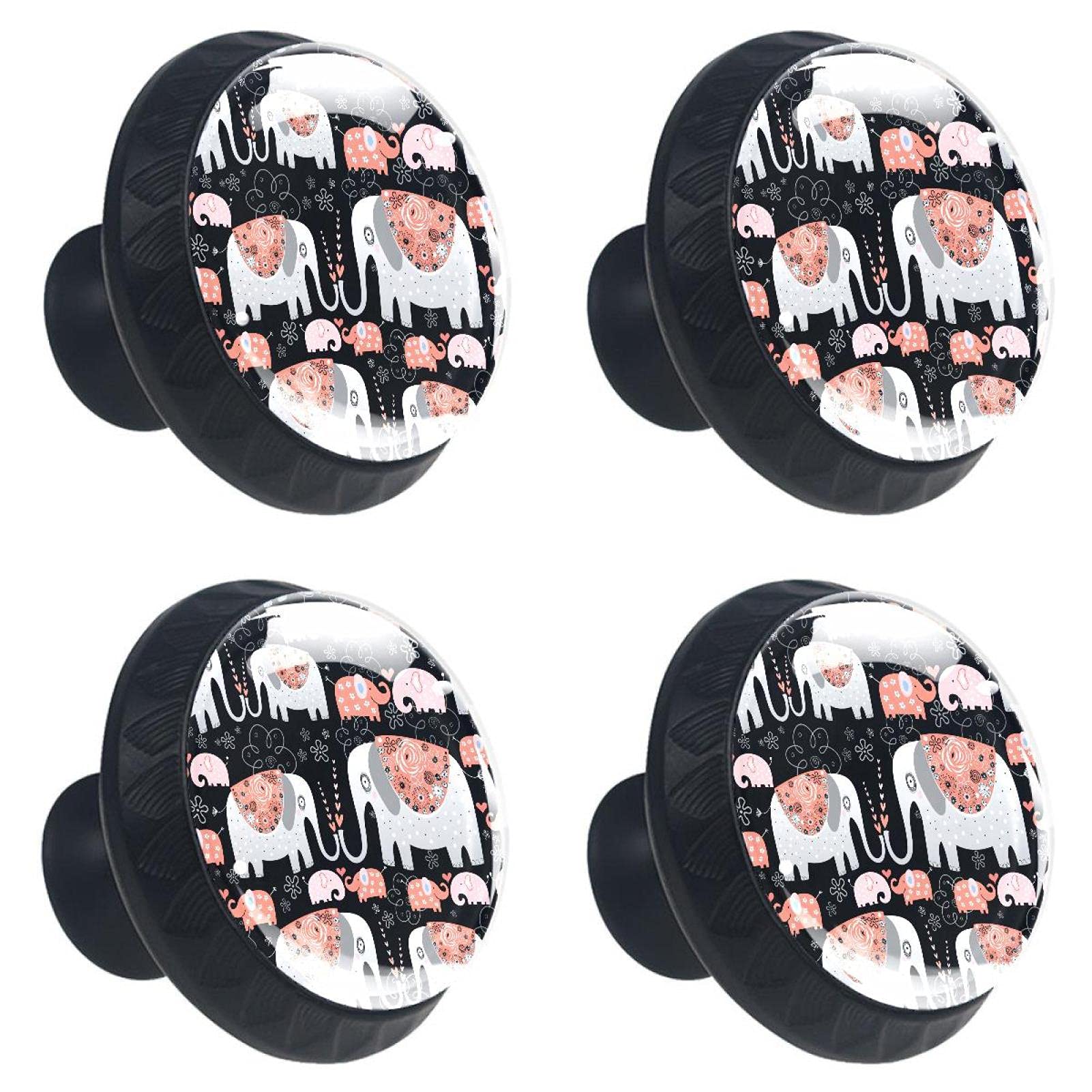 Boutons de tiroir noir tournesol (lot de 4) au design multicolore pour meuble