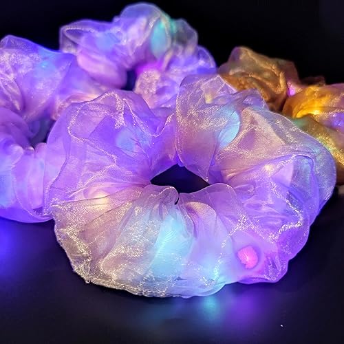 Miniatura 8 de Lazos para el cabello con luces LED de doble capa que brillan en la oscuridad, suministros de fiesta, recuerdos de fiesta, festivales, rave,