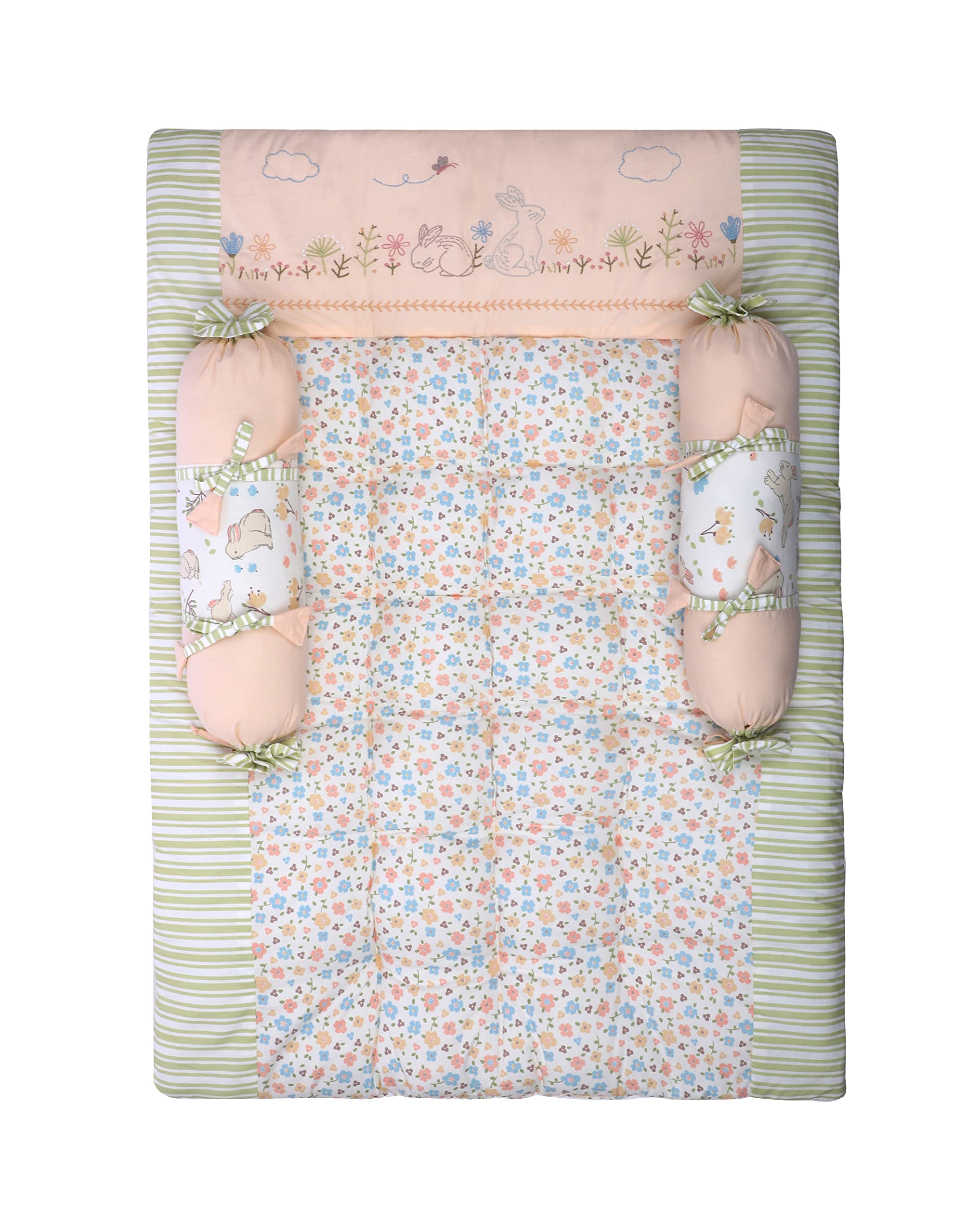 abracadabra Modern Cotton Bedding Set (3 Pieces, 0-2 Years, 88 Cm X 60 Cm, Bunny Garden, Peach)-image-17