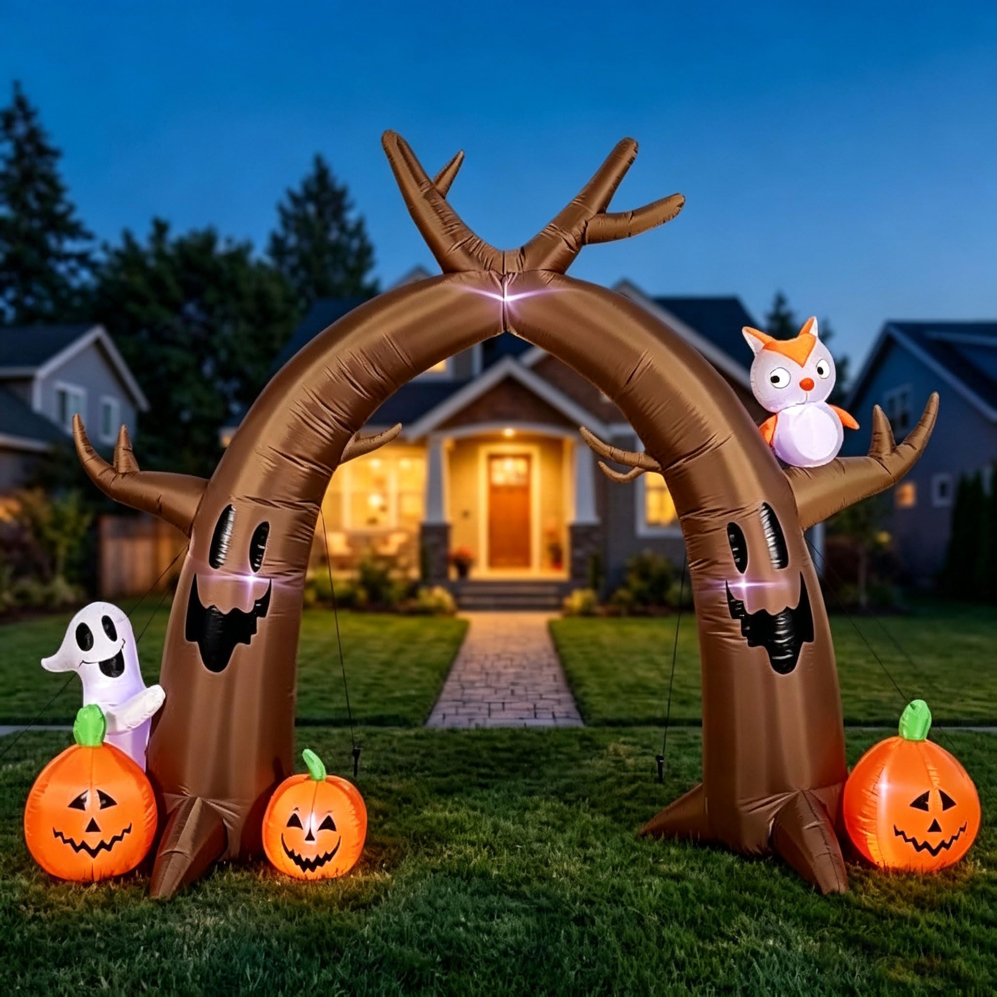 Arche Gonflable d’Arbre Halloween 7,8 Pieds Décoration Fantôme Extérieure
