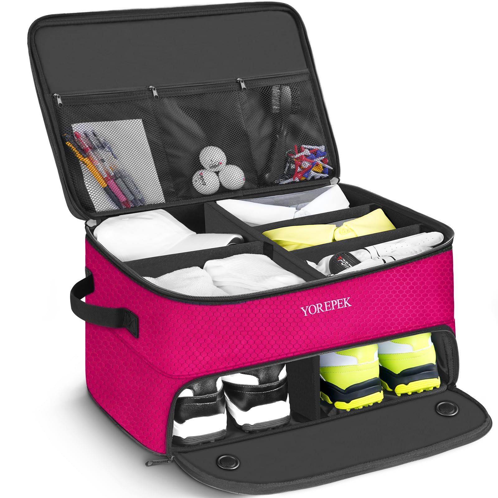 YOREPEK Golf Gifts for Men, 2 Layer Golf Trunk Organizer for 2 Pair Shoes