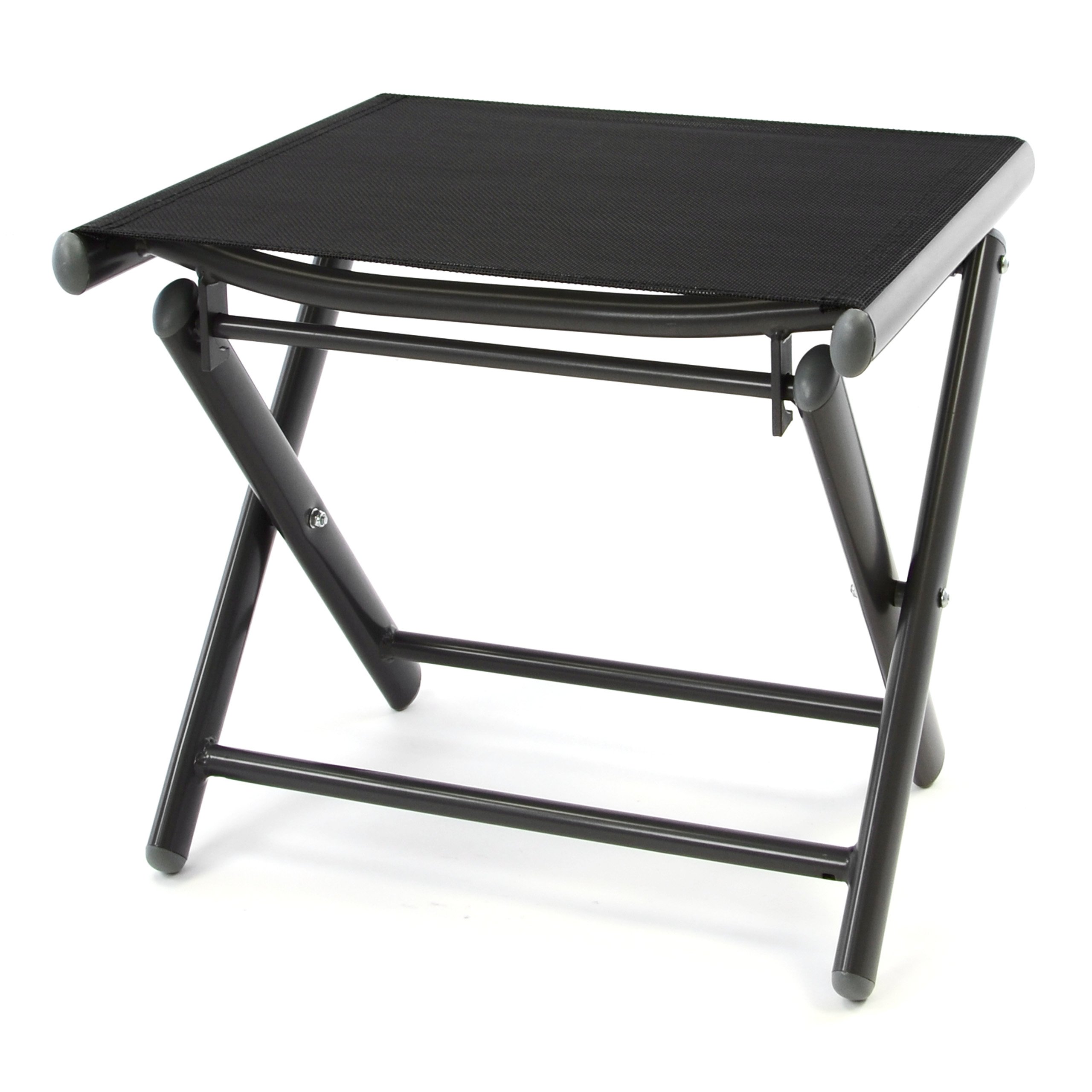 Nexos Trading Klapphocker aus Aluminium mit Textilene - Campinghocker Sitzhocker klappbar - Sitzhöhe 40 cm - Schwarz Dunkelgrau - für Garten Balkon Terrasse