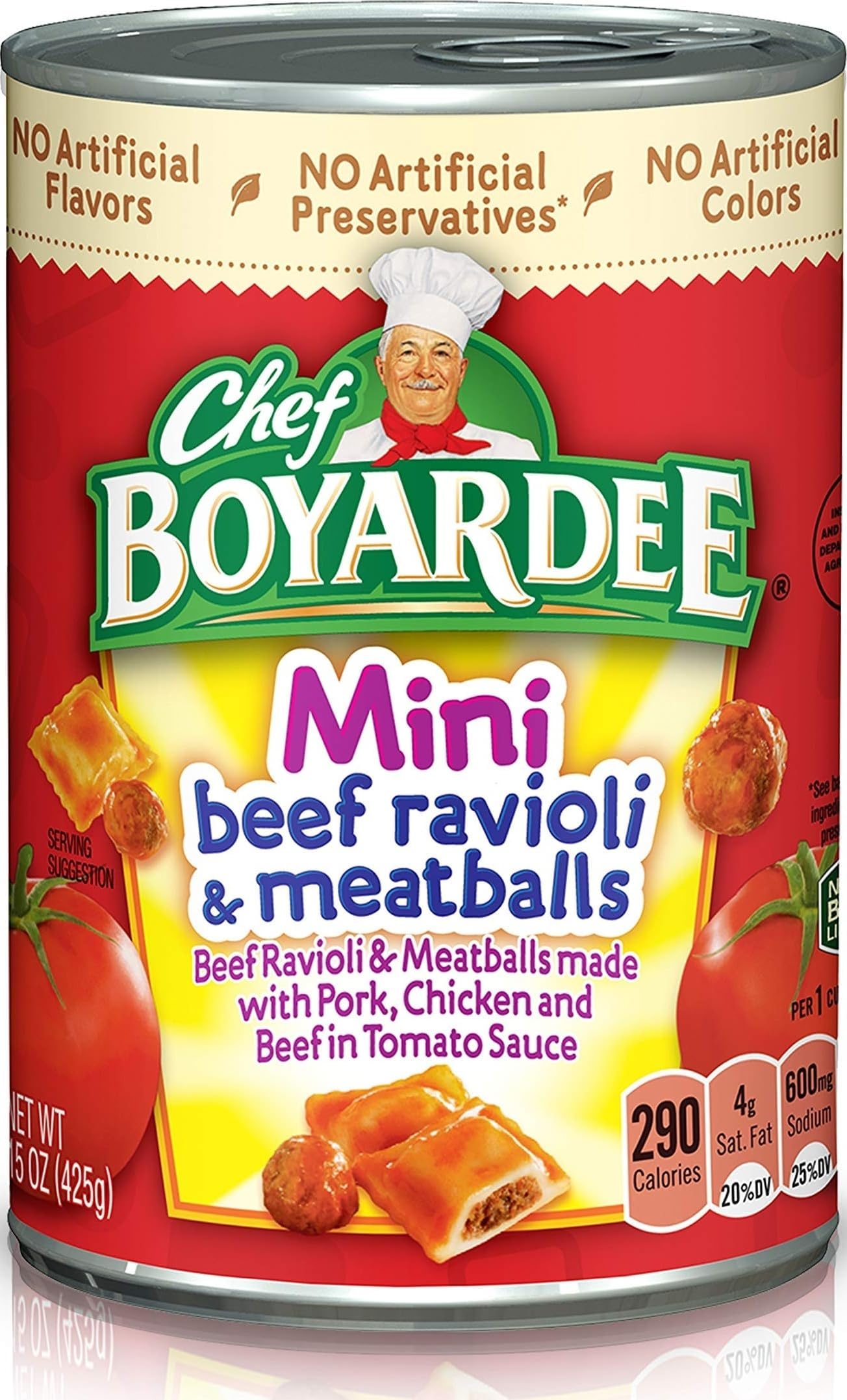 Chef Boyardee Mini Beef Ravioli and Meatballs, 15 Oz Can