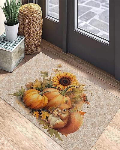 Miniatura 5 de Tapete para puerta delantera, tapetes absorbentes para entrada para interiores y exteriores, alfombras pequeñas para otoño, Acción de Gracias,