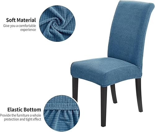 Miniatura 10 de Joccun Juego de 6 fundas de terciopelo para sillas de comedor, fundas elásticas para sillas de comedor lavables, fundas de asiento elásticas para