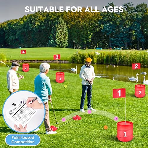 Miniatura 3 de Juego de cubo de golf al aire libre, juguetes de práctica de golf para familia, adultos y niños, campo de golf portátil para patio trasero, césped,